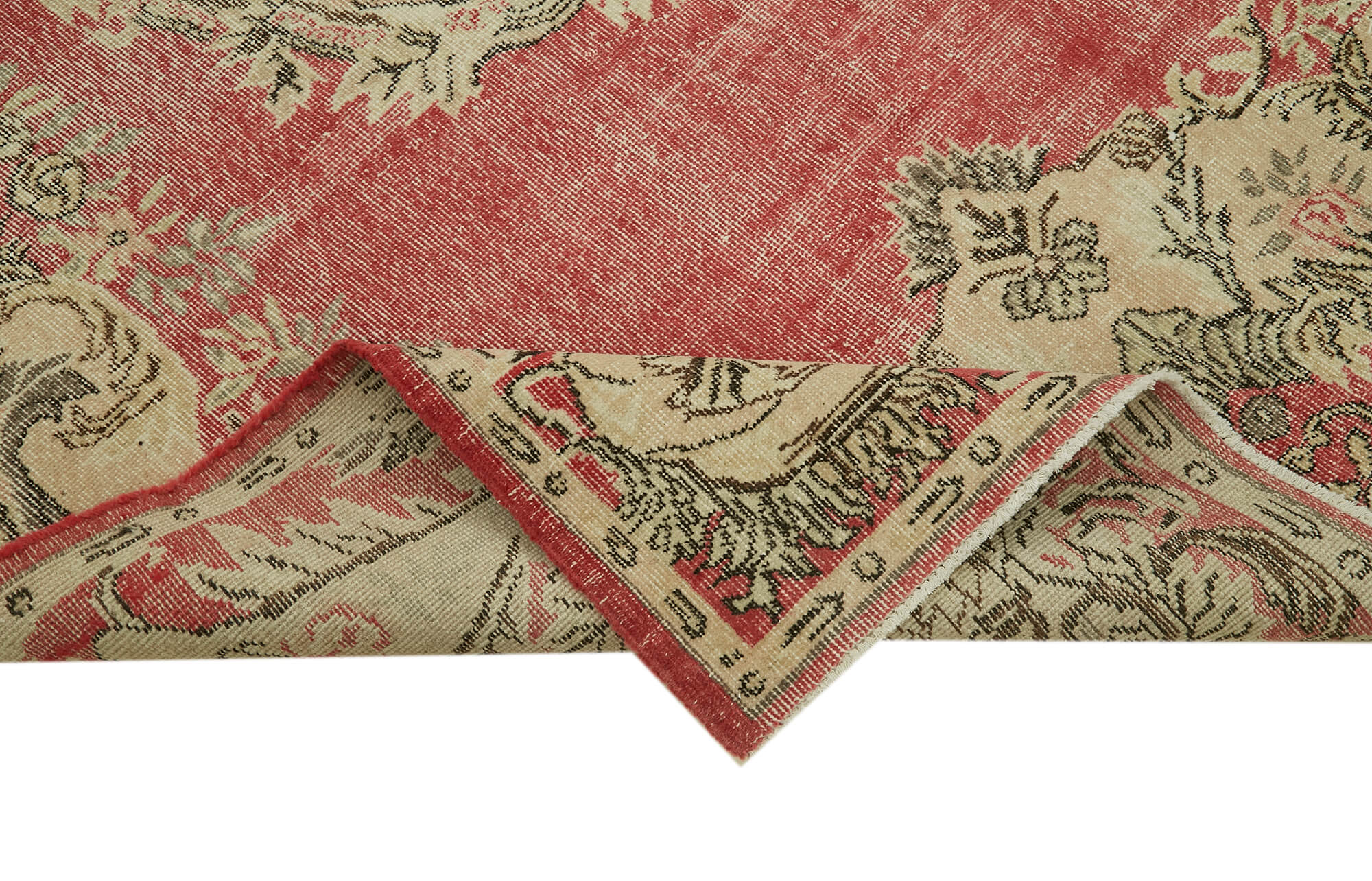 Vintage Handmade Area Rug – Beige Wool Rug, Hand Woven Cotton Wool Carpet 5'10'' x 10'4''