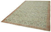 Handmade Vintage Area Rug – Beige Wool Carpet with Durable Cotton Weave 6'2''x9'8''