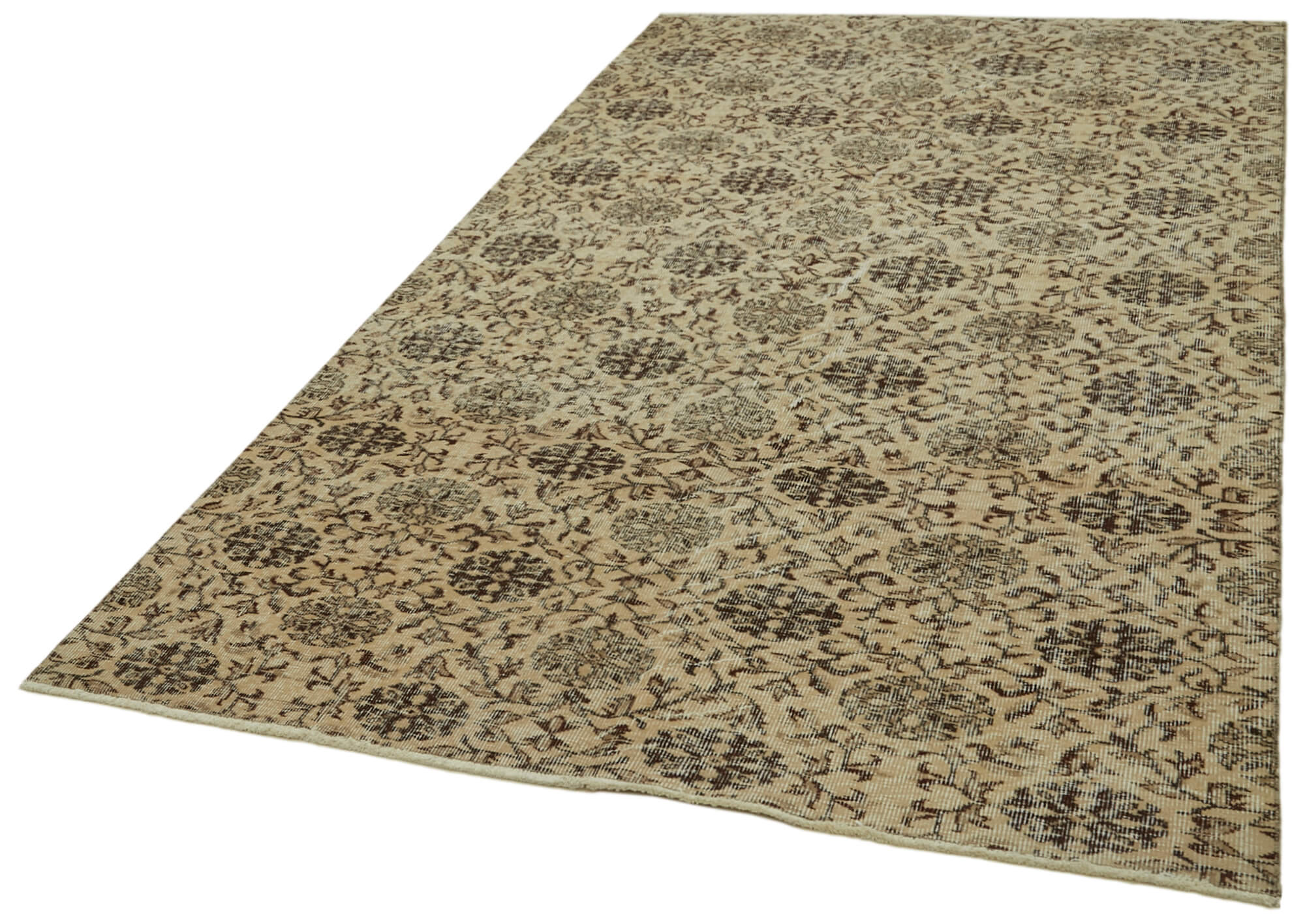 Handmade Wool Area Rug – Vintage Cotton Rug 5'0" x 8'8" | Neutral Beige Carpet
