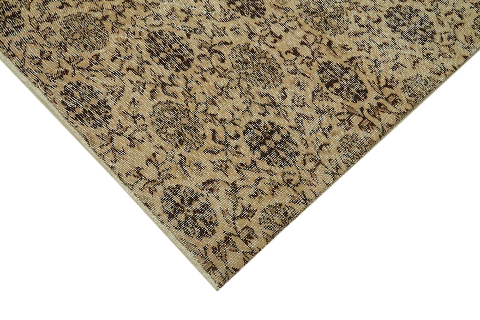 Handmade Wool Area Rug – Vintage Cotton Rug 5'0" x 8'8" | Neutral Beige Carpet
