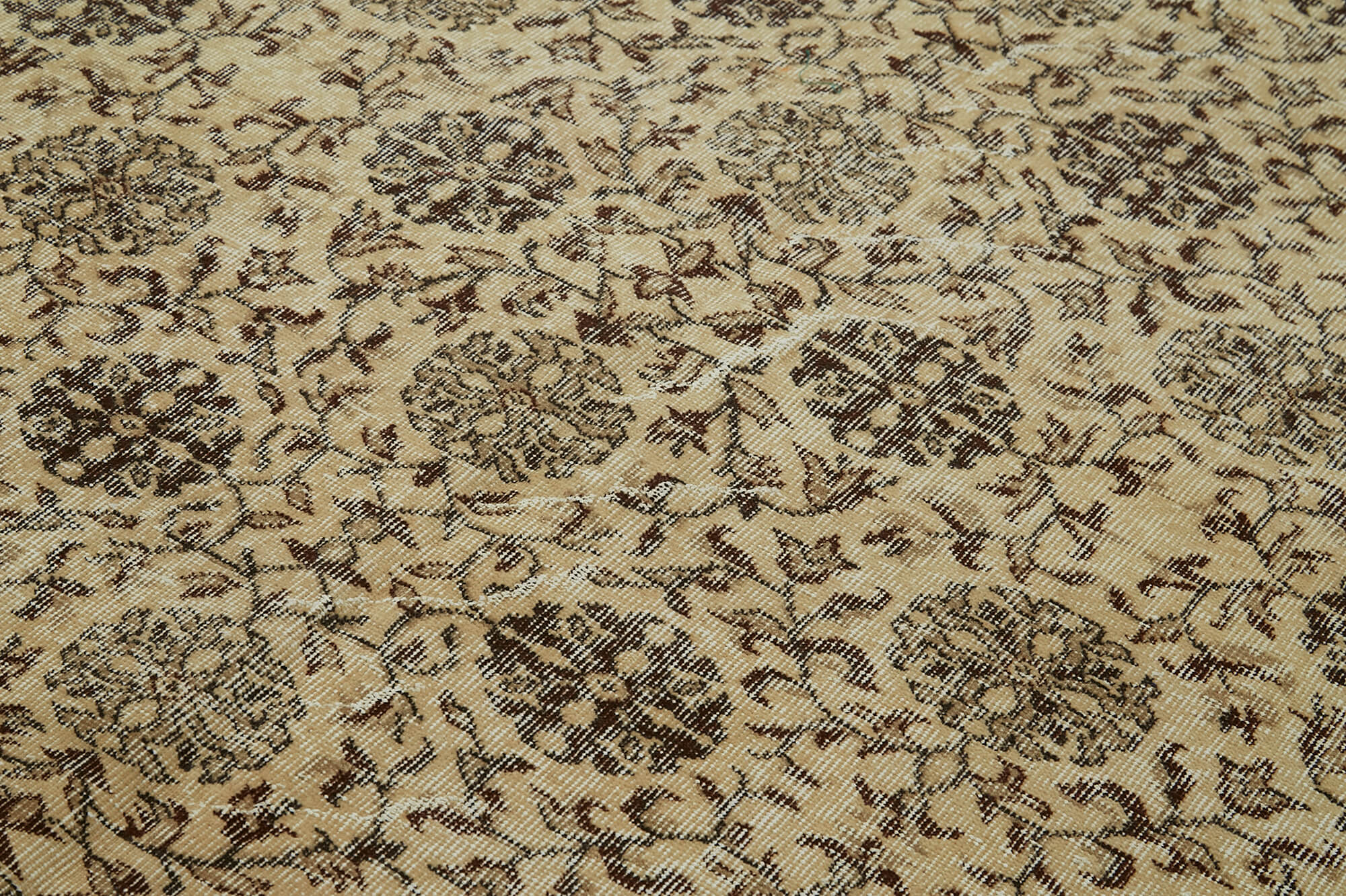 Handmade Wool Area Rug – Vintage Cotton Rug 5'0" x 8'8" | Neutral Beige Carpet
