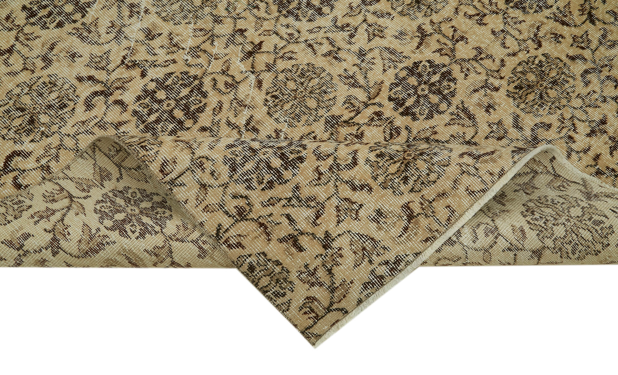 Handmade Wool Area Rug – Vintage Cotton Rug 5'0" x 8'8" | Neutral Beige Carpet