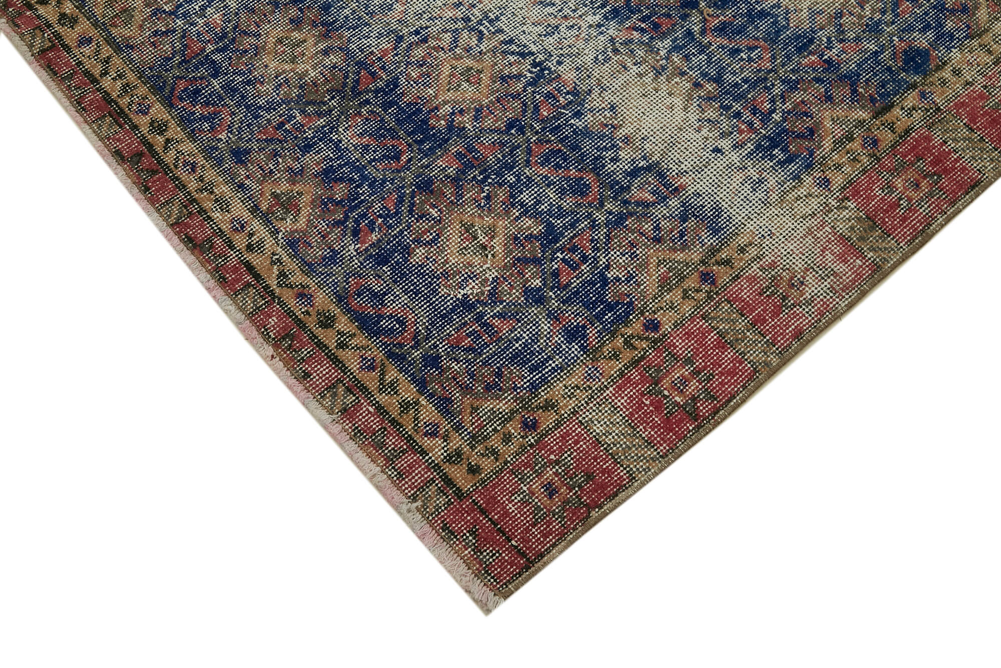 Handmade Vintage Area Rug – Beige Wool Carpet With Durable Cotton Weave 5'8''x8'10''
