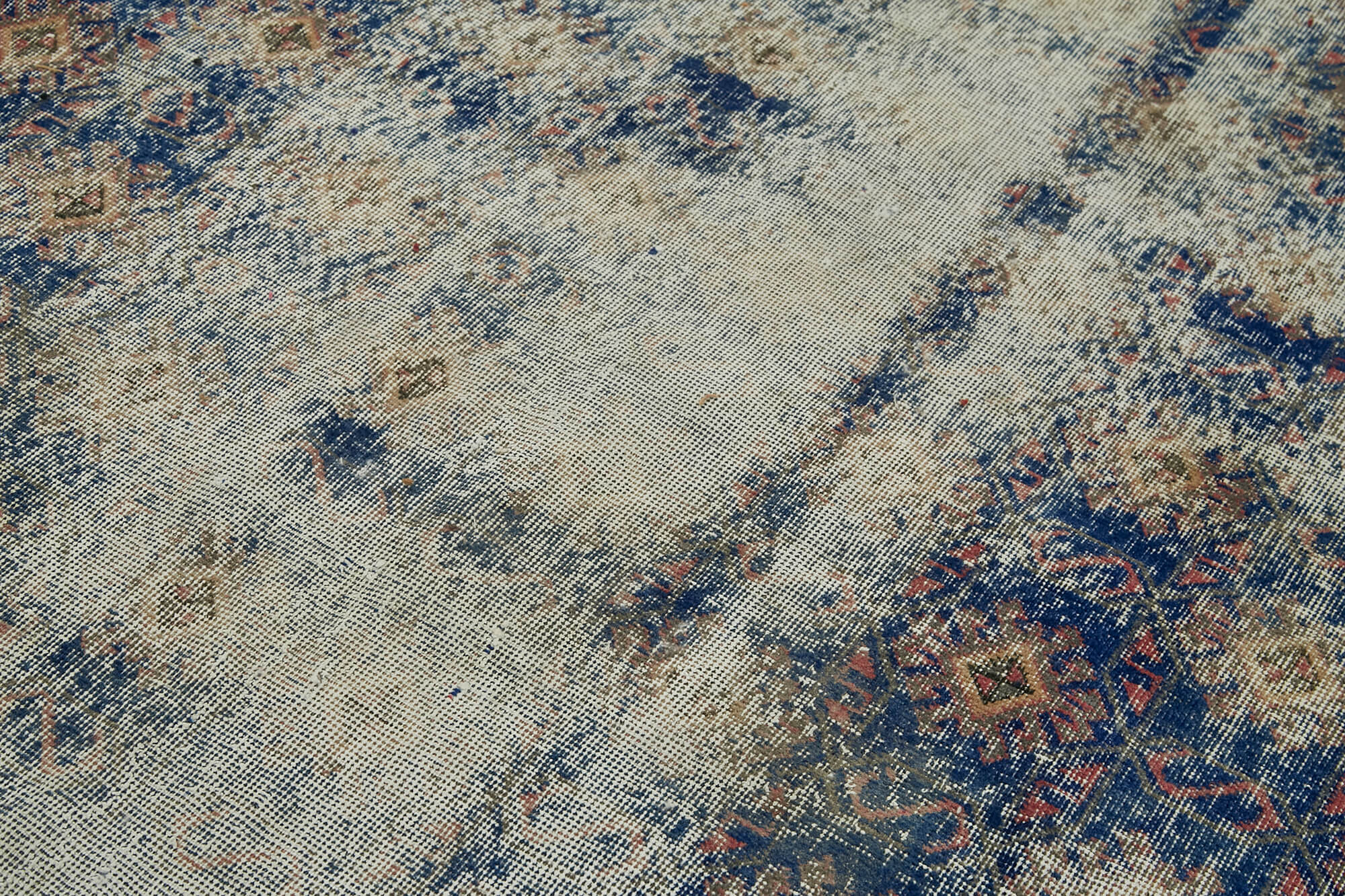 Handmade Vintage Area Rug – Beige Wool Carpet With Durable Cotton Weave 5'8''x8'10''