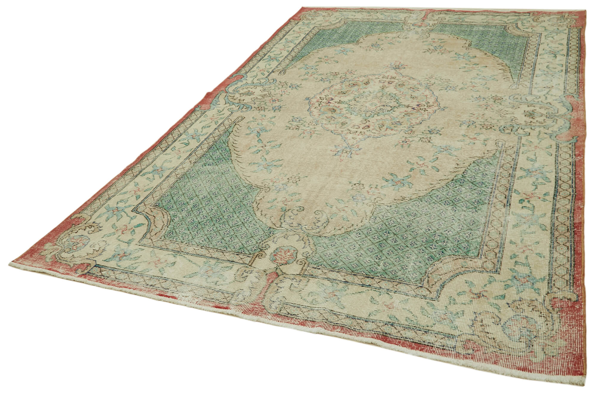 Handmade Wool Area Rug – Vintage Cotton Rug Beige 6'3''x10'0'' Soft Durable Carpet