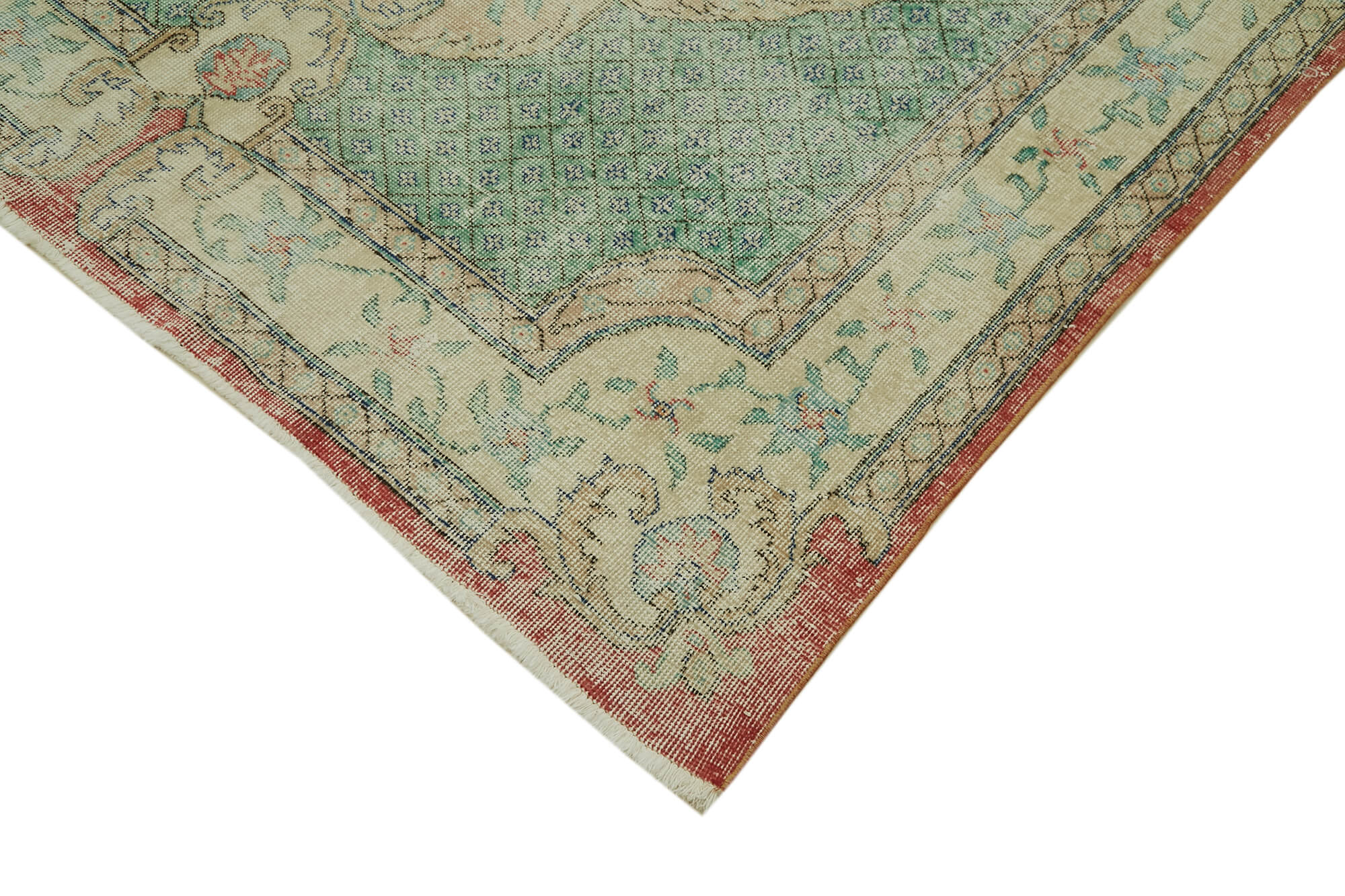 Handmade Wool Area Rug – Vintage Cotton Rug Beige 6'3''x10'0'' Soft Durable Carpet