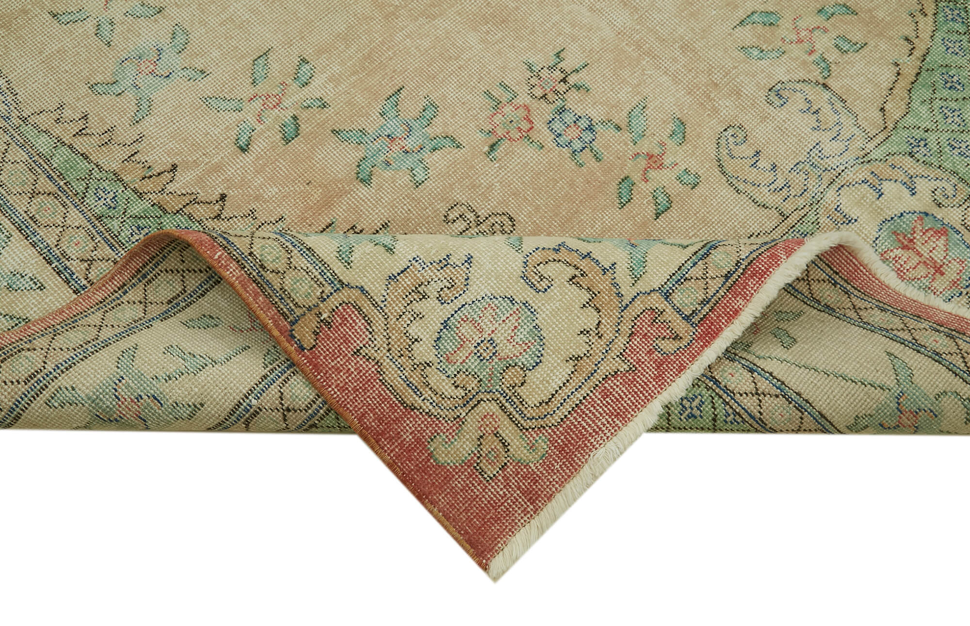 Handmade Wool Area Rug – Vintage Cotton Rug Beige 6'3''x10'0'' Soft Durable Carpet