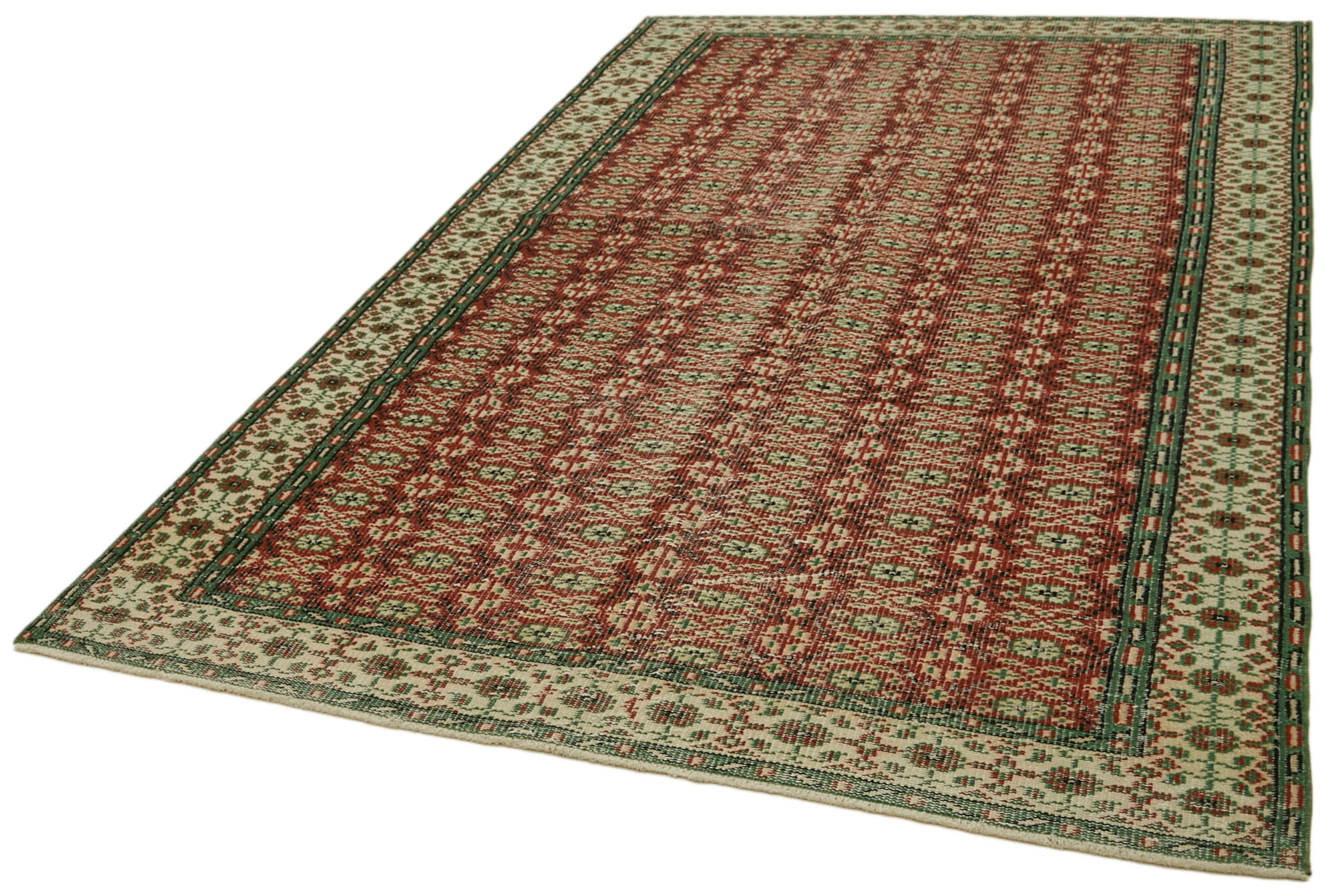 Handmade Wool Area Rug – Vintage Cotton Rug | Beige 5'9'' x 9'0'' Classic