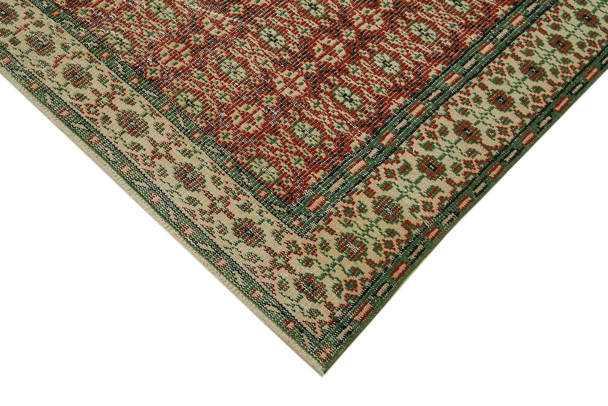 Handmade Wool Area Rug – Vintage Cotton Rug | Beige 5'9'' x 9'0'' Classic