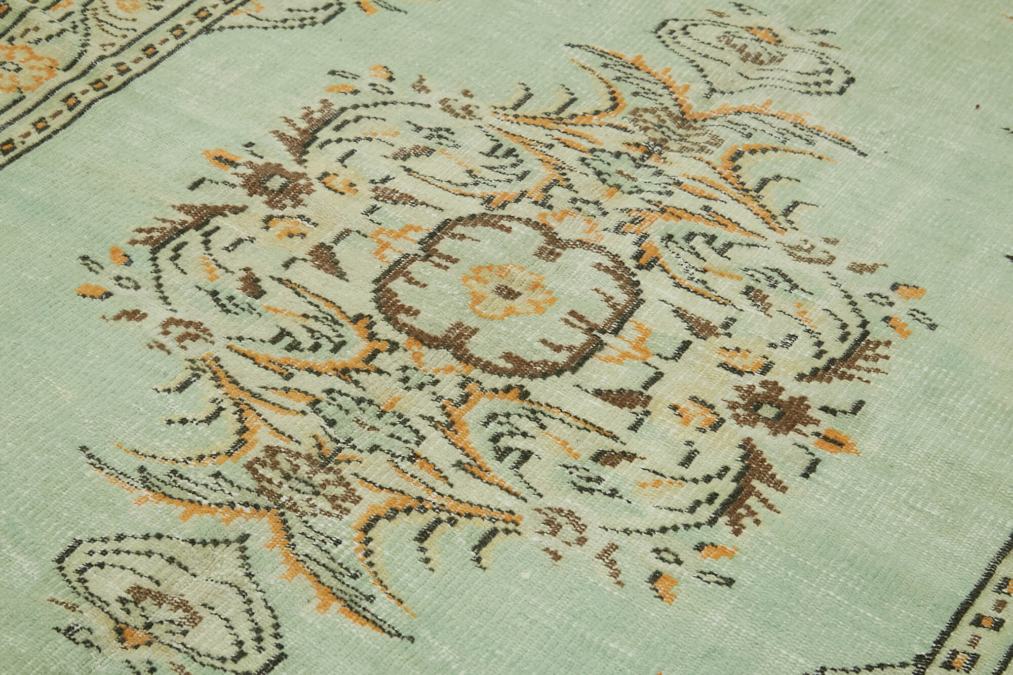 Vintage Wool Area Rug – Handmade Cotton Rug, Turkish Vintage Carpet 5'2''x7'9''