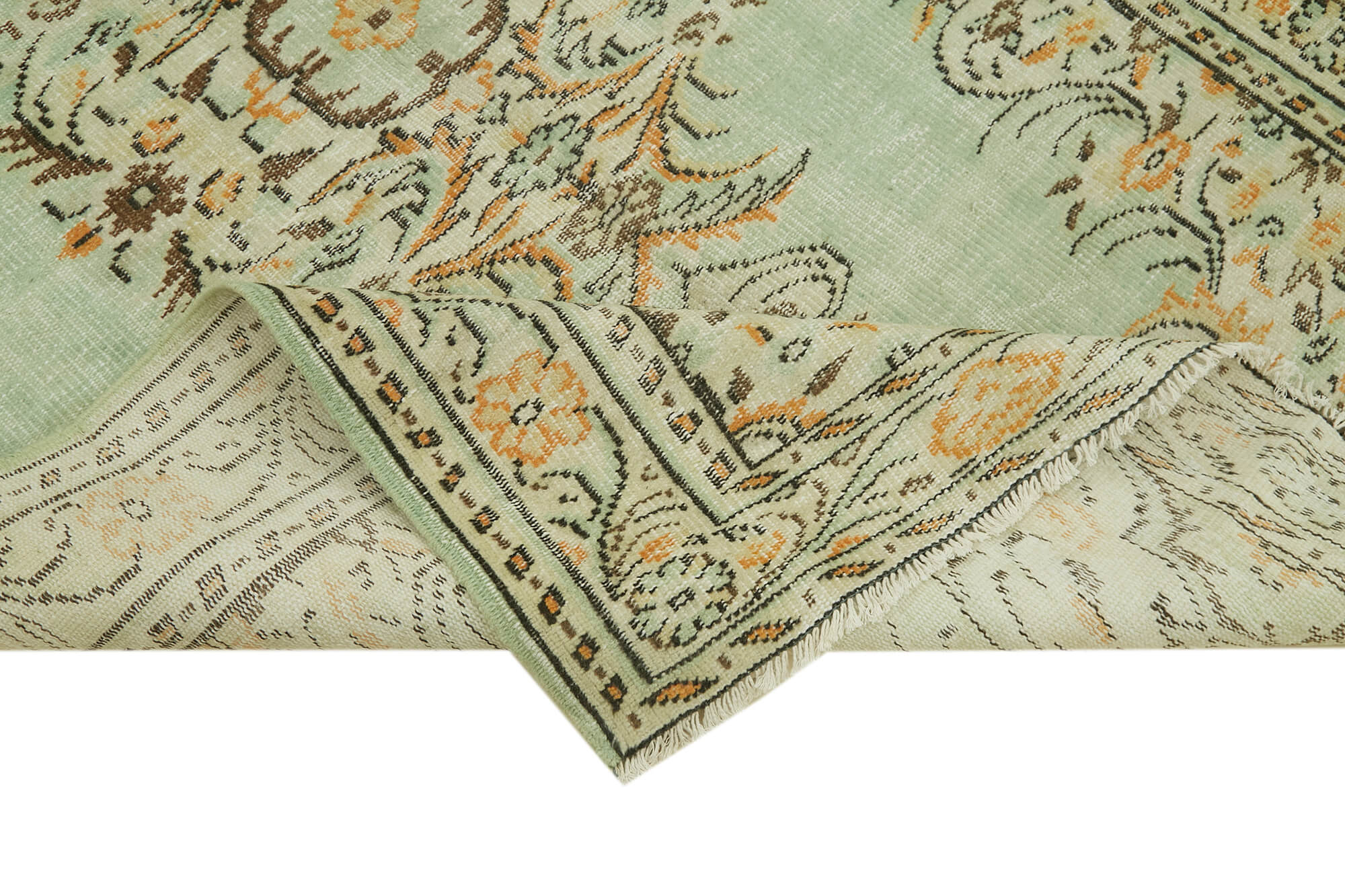 Vintage Wool Area Rug – Handmade Cotton Rug, Turkish Vintage Carpet 5'2''x7'9''