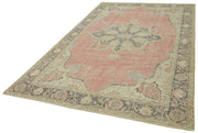 Handmade Wool Area Rug - Vintage Cotton Rug 6'1''x10'1'' Beige Traditional Carpet