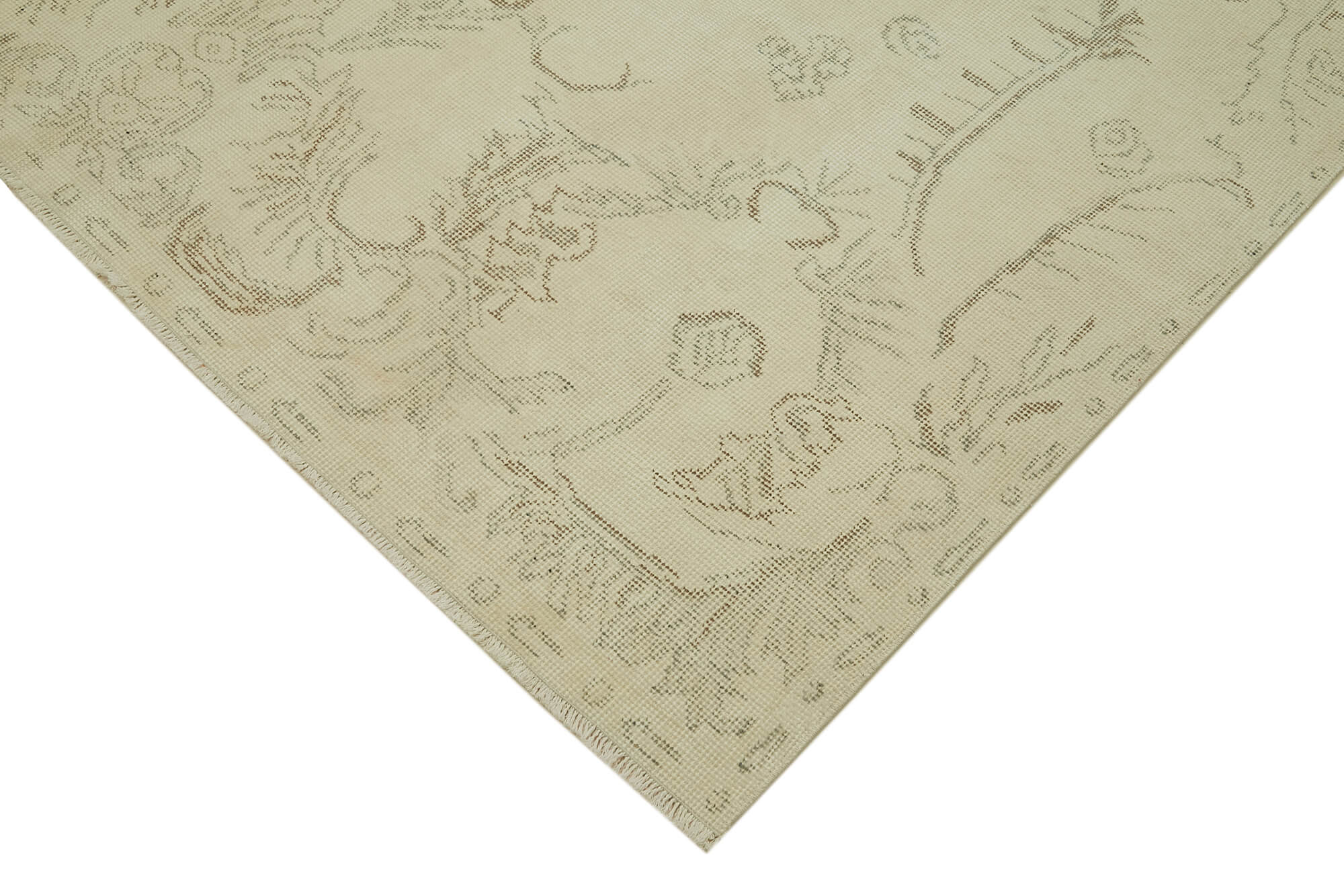 Handmade Wool Area Rug – Vintage Beige Cotton Wool Rug 6'0'' x 10'3'' Classic Style