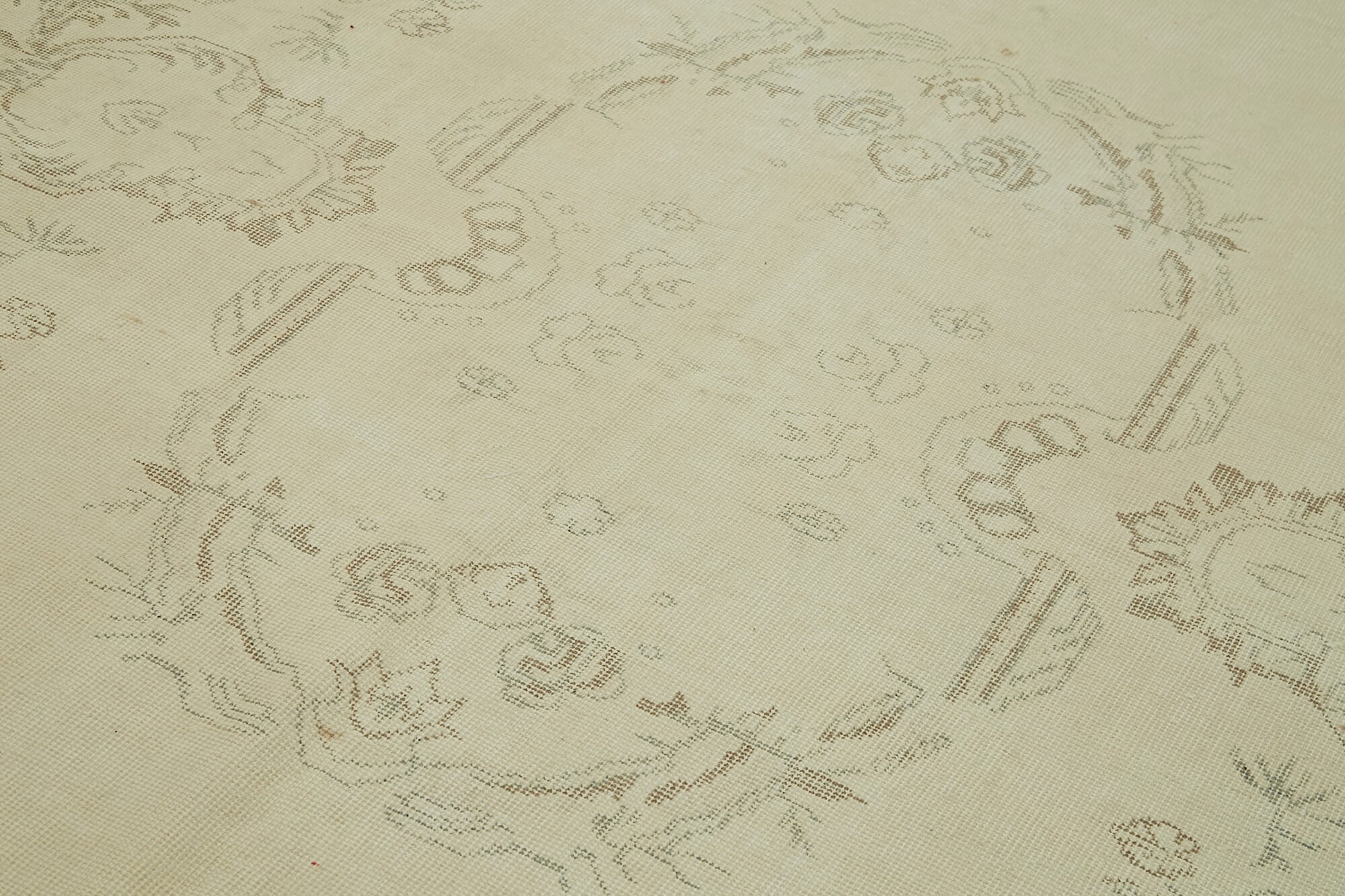 Handmade Wool Area Rug – Vintage Beige Cotton Wool Rug 6'0'' x 10'3'' Classic Style