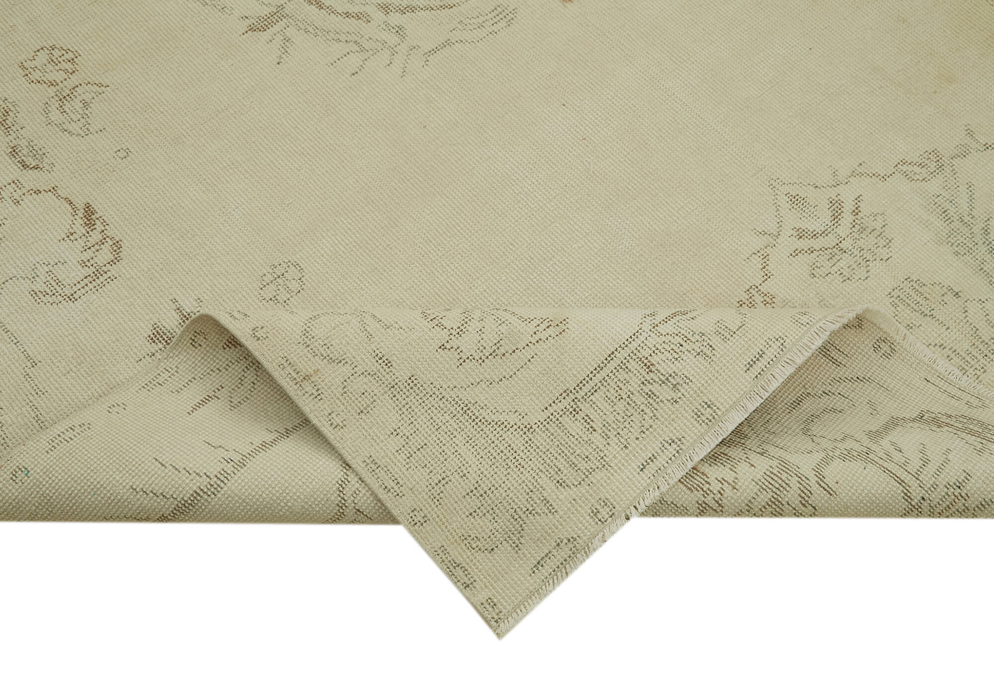 Handmade Wool Area Rug – Vintage Beige Cotton Wool Rug 6'0'' x 10'3'' Classic Style
