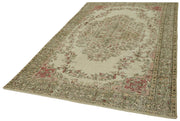 Handmade Wool Area Rug - Vintage Cotton Rug, Beige Wool Carpet 5'10''x9'5''