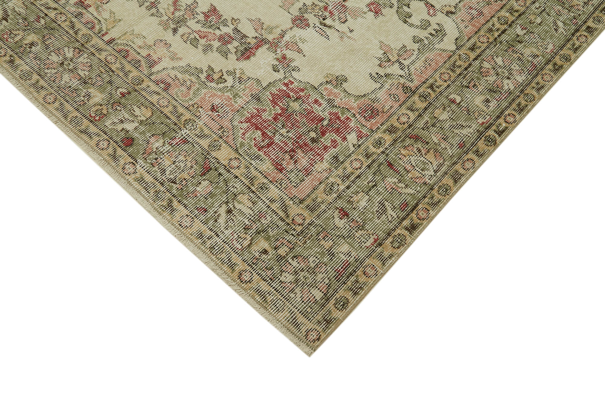 Handmade Wool Area Rug - Vintage Cotton Rug, Beige Wool Carpet 5'10''x9'5''