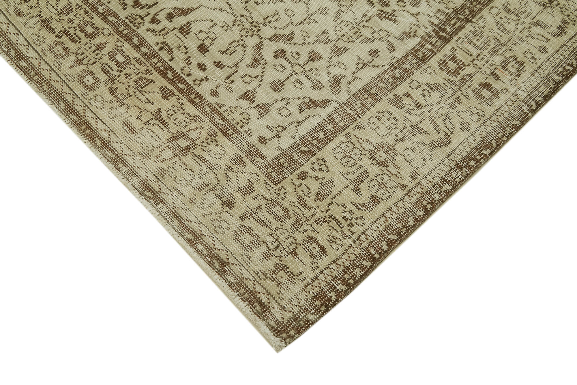 Vintage Handmade Area Rug - Beige Cotton Wool Carpet, Soft Wool Floor Covering 5'0"x9'5"