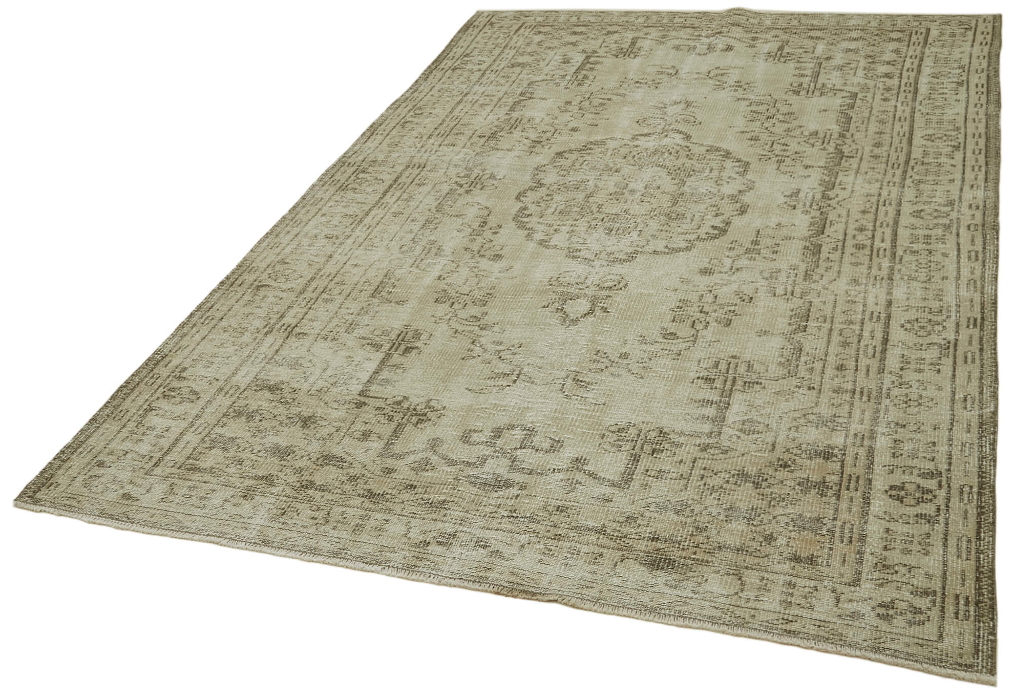 Handmade Wool Area Rug – Vintage Cotton Rug 5'8'' x 8'10'' Beige Neutral Color