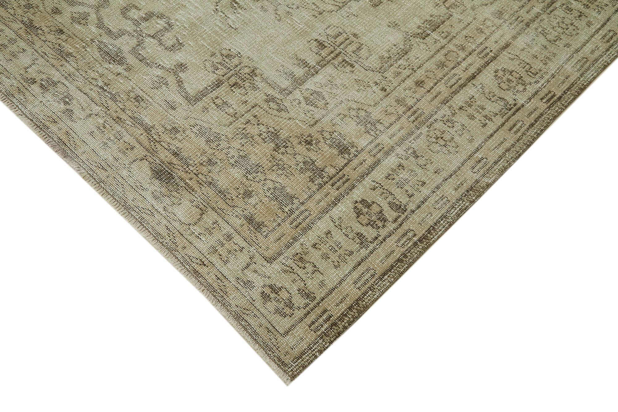 Handmade Wool Area Rug – Vintage Cotton Rug 5'8'' x 8'10'' Beige Neutral Color