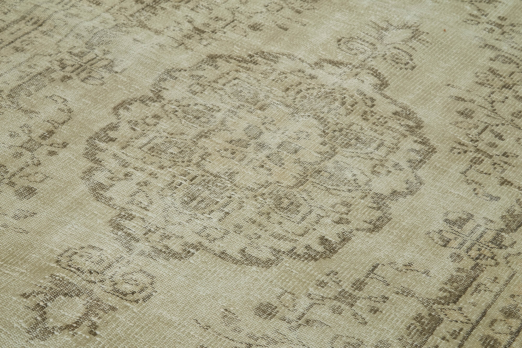 Handmade Wool Area Rug – Vintage Cotton Rug 5'8'' x 8'10'' Beige Neutral Color