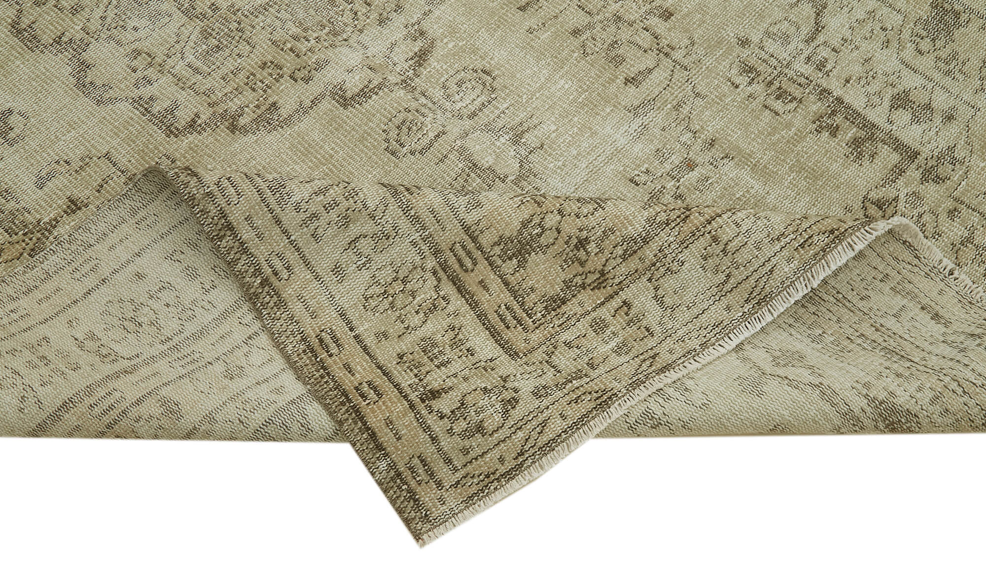 Handmade Wool Area Rug – Vintage Cotton Rug 5'8'' x 8'10'' Beige Neutral Color