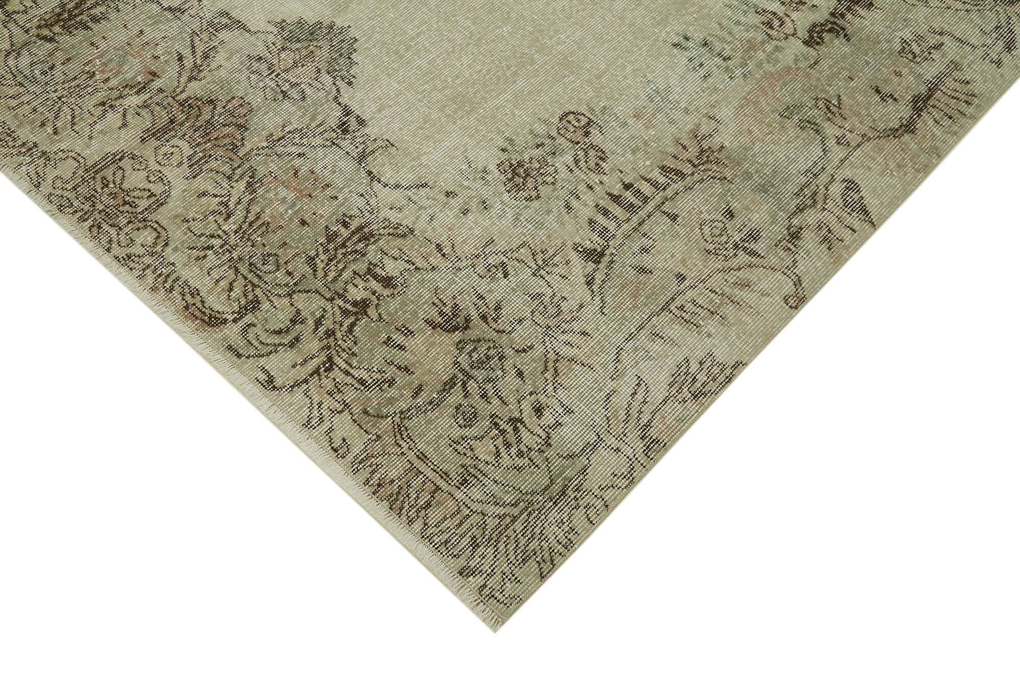 Handmade Wool Area Rug – Vintage Cotton Rug 5'7''x8'8'' Beige Turkish Wool