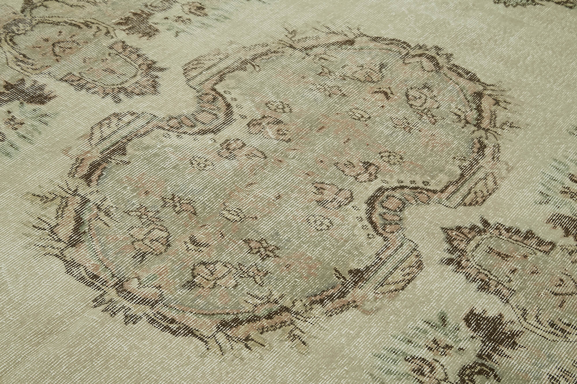 Handmade Wool Area Rug – Vintage Cotton Rug 5'7''x8'8'' Beige Turkish Wool