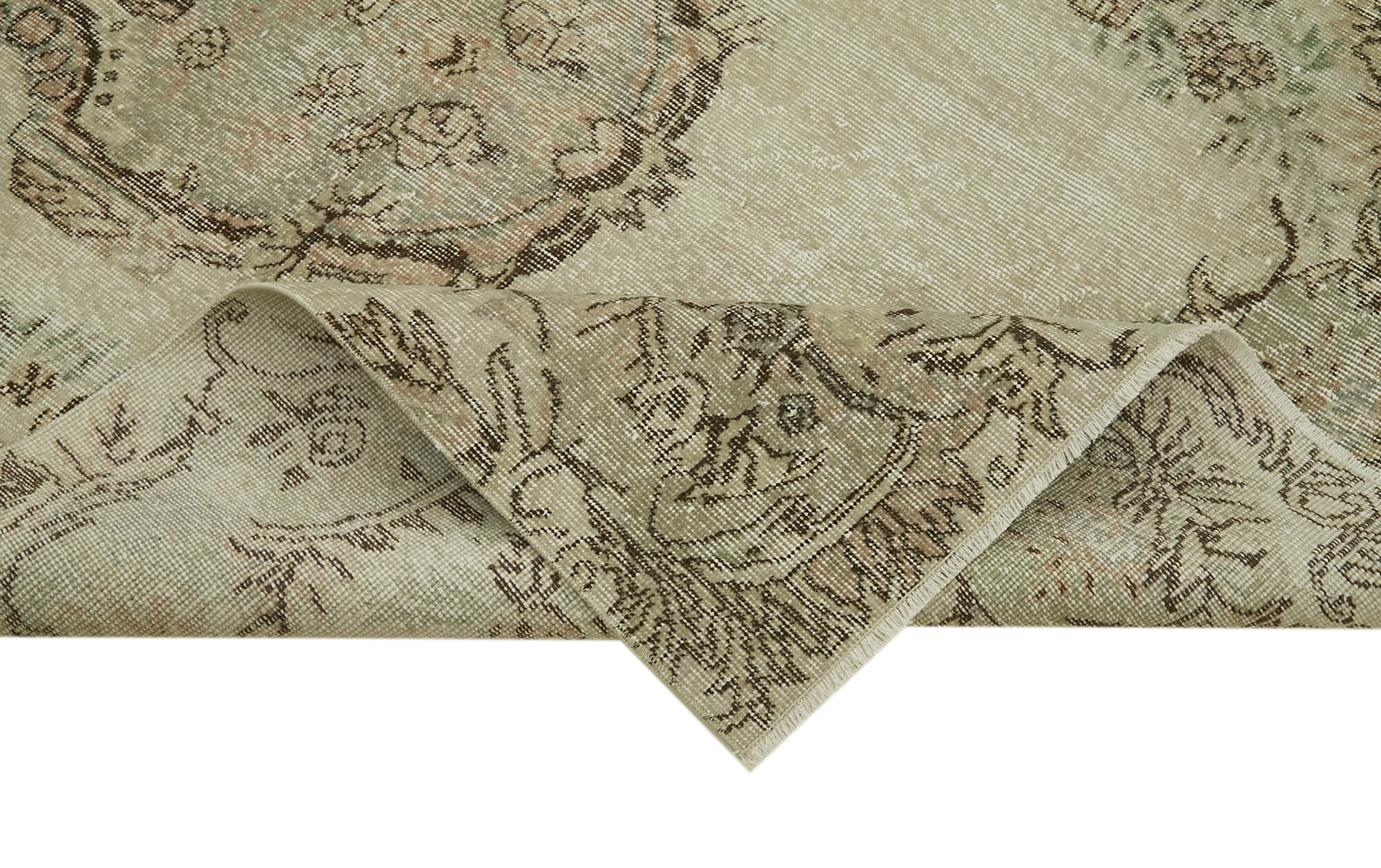 Handmade Wool Area Rug – Vintage Cotton Rug 5'7''x8'8'' Beige Turkish Wool