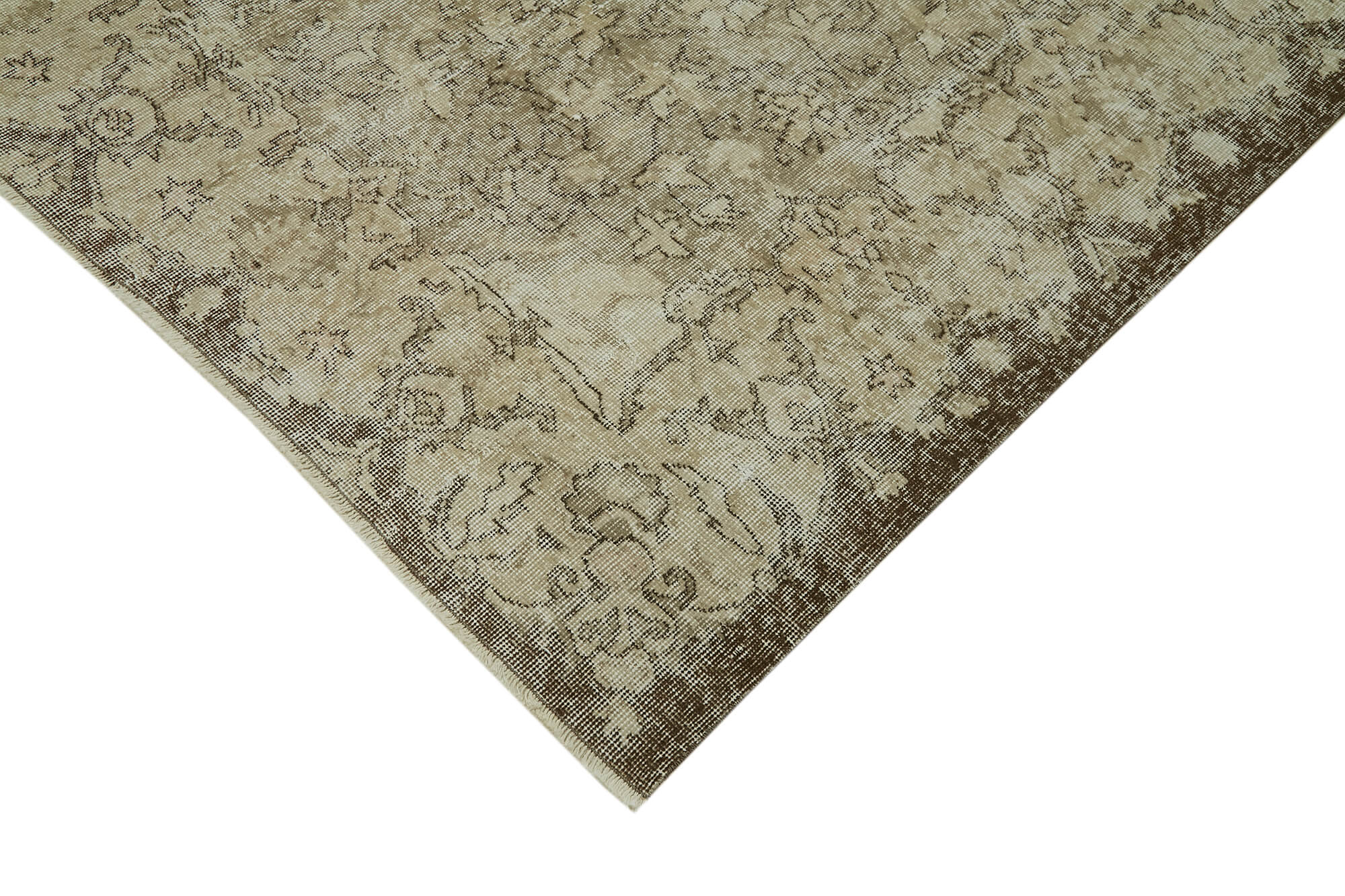 Handmade Wool Area Rug - Vintage Cotton Rug Beige 6'4''x9'6'' | Hand Woven Carpet