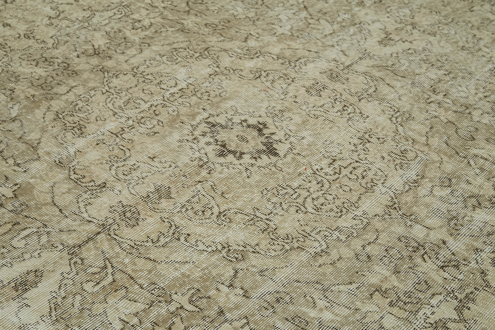 Handmade Wool Area Rug - Vintage Cotton Rug Beige 6'4''x9'6'' | Hand Woven Carpet