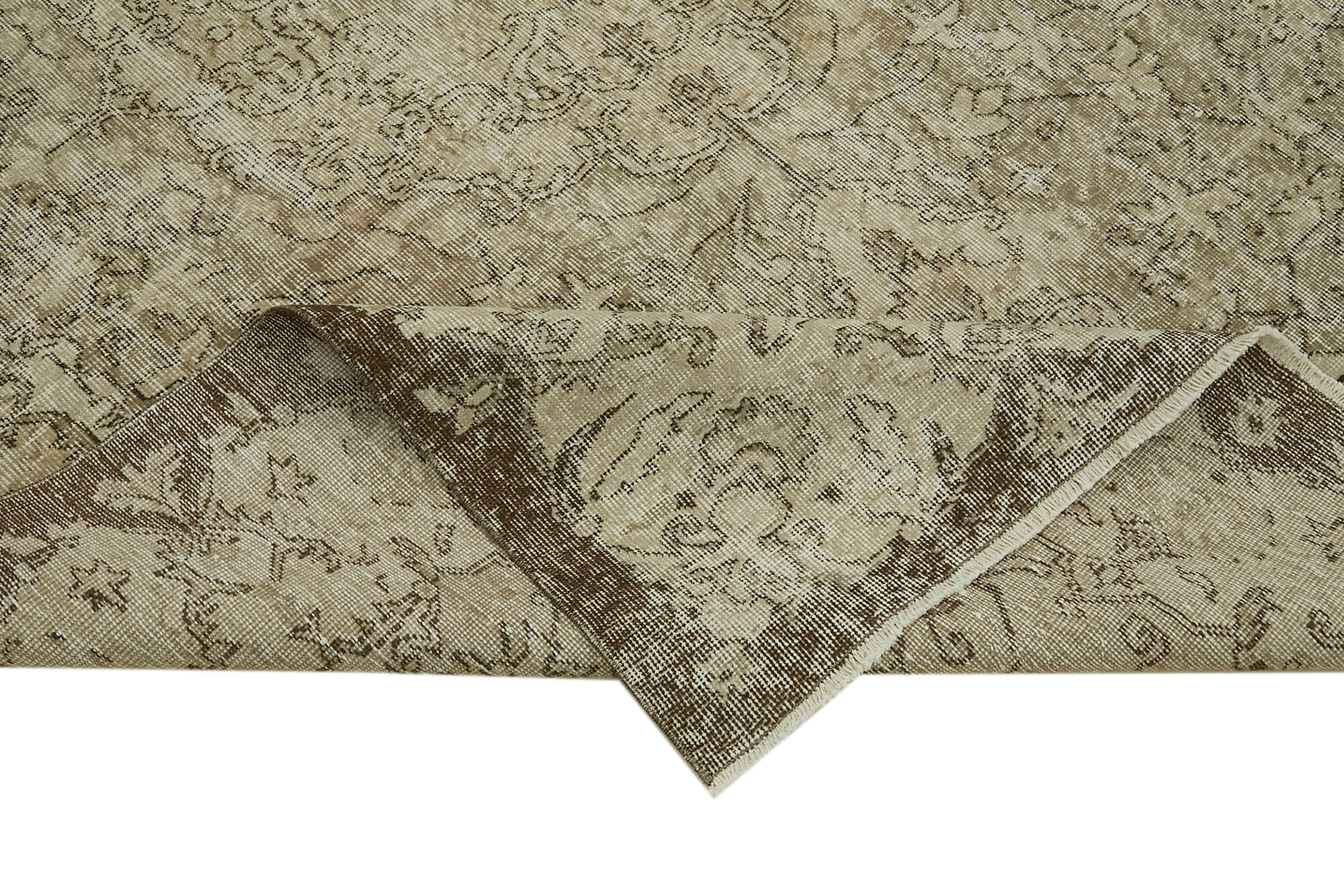 Handmade Wool Area Rug - Vintage Cotton Rug Beige 6'4''x9'6'' | Hand Woven Carpet