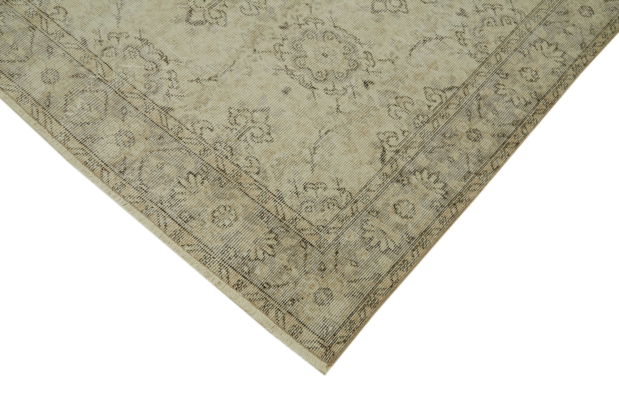 Handmade Vintage Area Rug - Beige Wool Cotton Rug, Turkish Hand Knotted Carpet 5'1''x9'1''