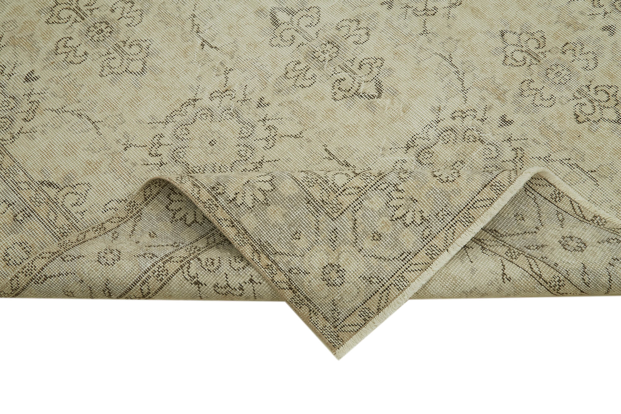 Handmade Vintage Area Rug - Beige Wool Cotton Rug, Turkish Hand Knotted Carpet 5'1''x9'1''