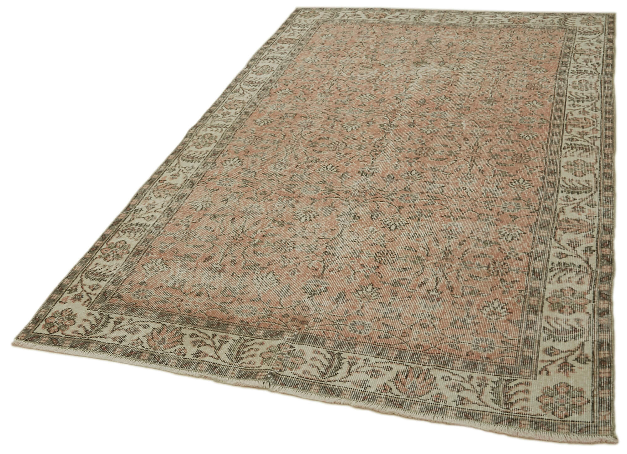 Handmade Wool Area Rug – Vintage Cotton Rug Beige 4'11'' x 8'4'' Classic Decor