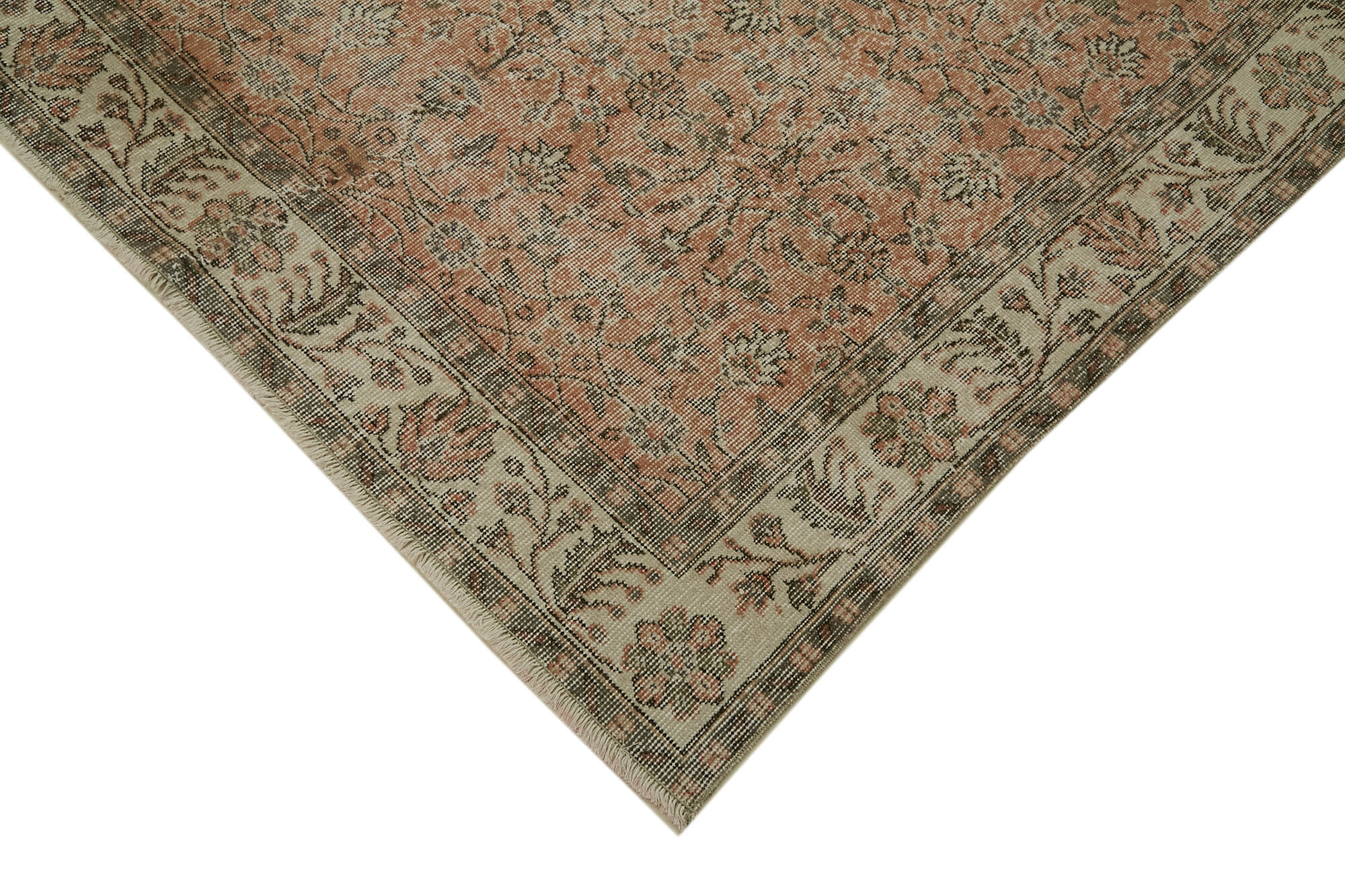 Handmade Wool Area Rug – Vintage Cotton Rug Beige 4'11'' x 8'4'' Classic Decor