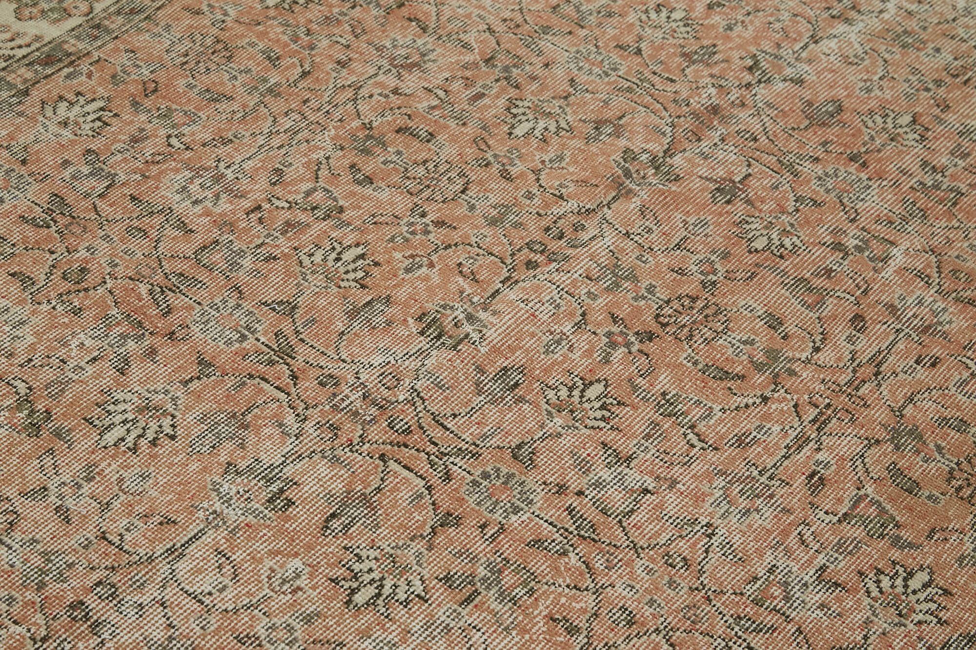 Handmade Wool Area Rug – Vintage Cotton Rug Beige 4'11'' x 8'4'' Classic Decor