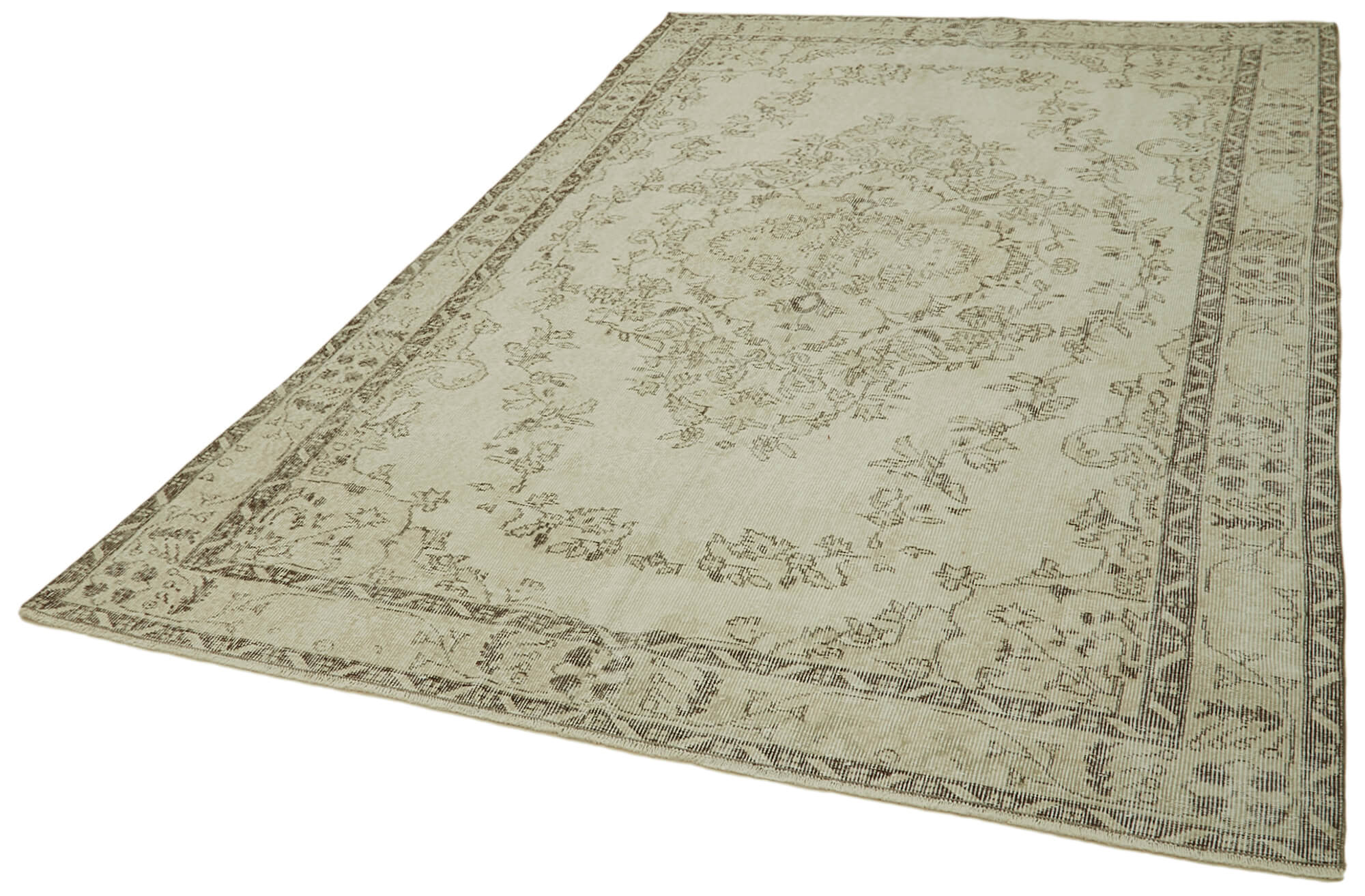 Handmade Wool Area Rug – Vintage Cotton Rug | Beige Artisan Crafted Carpet 6'2''x9'8''