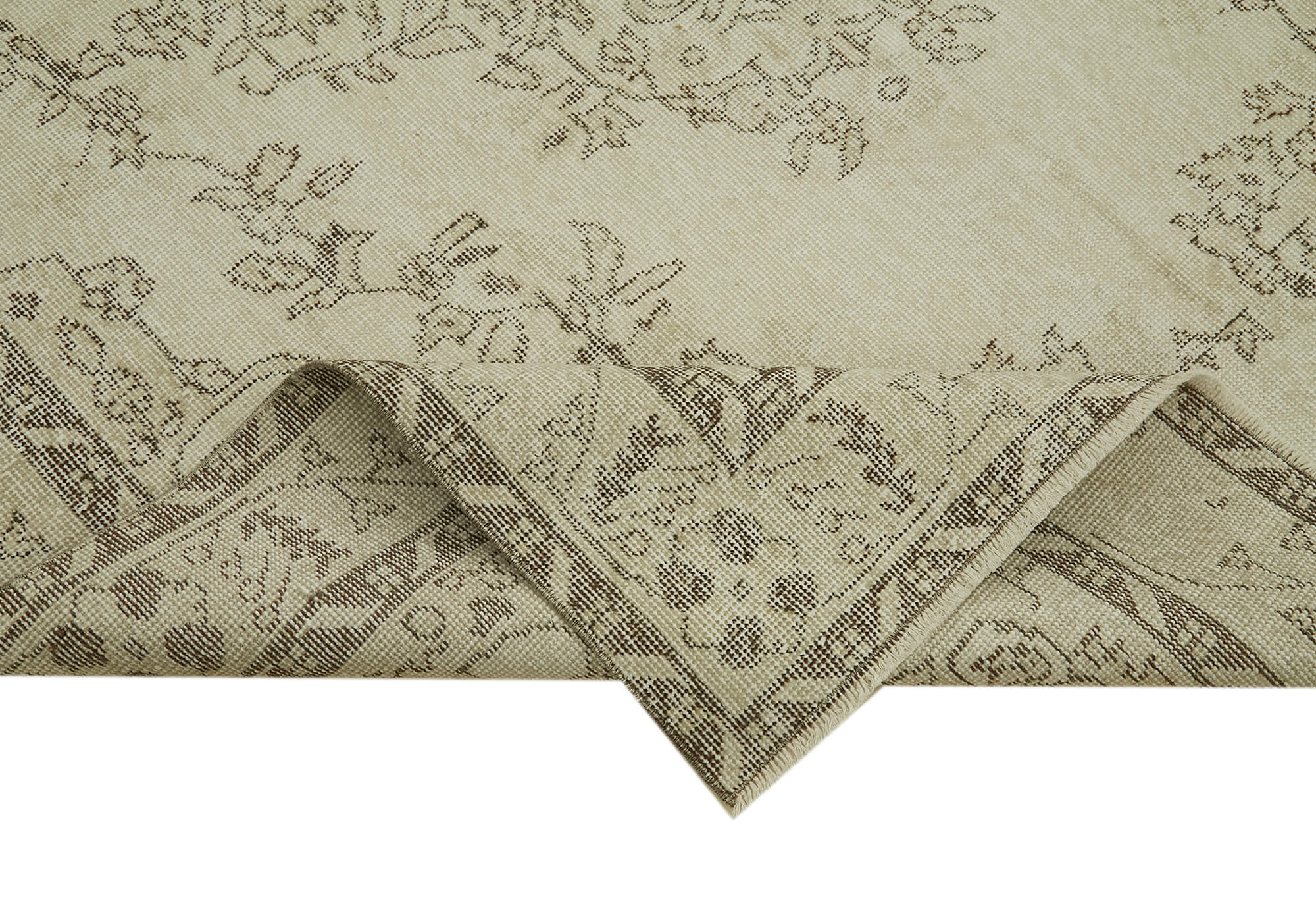 Handmade Wool Area Rug – Vintage Cotton Rug | Beige Artisan Crafted Carpet 6'2''x9'8''