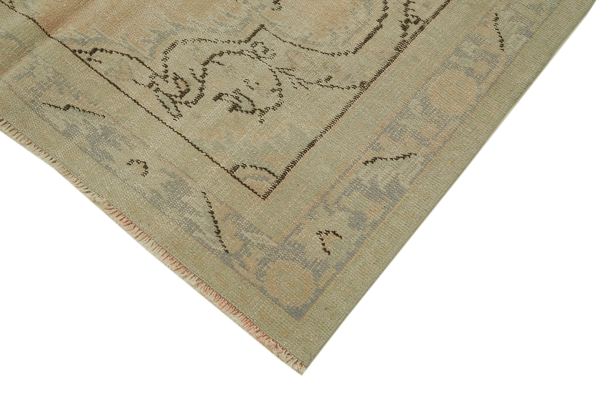 Vintage Handmade Area Rug – Hand Woven Cotton Wool Rug 4'11''x8'6'' Beige