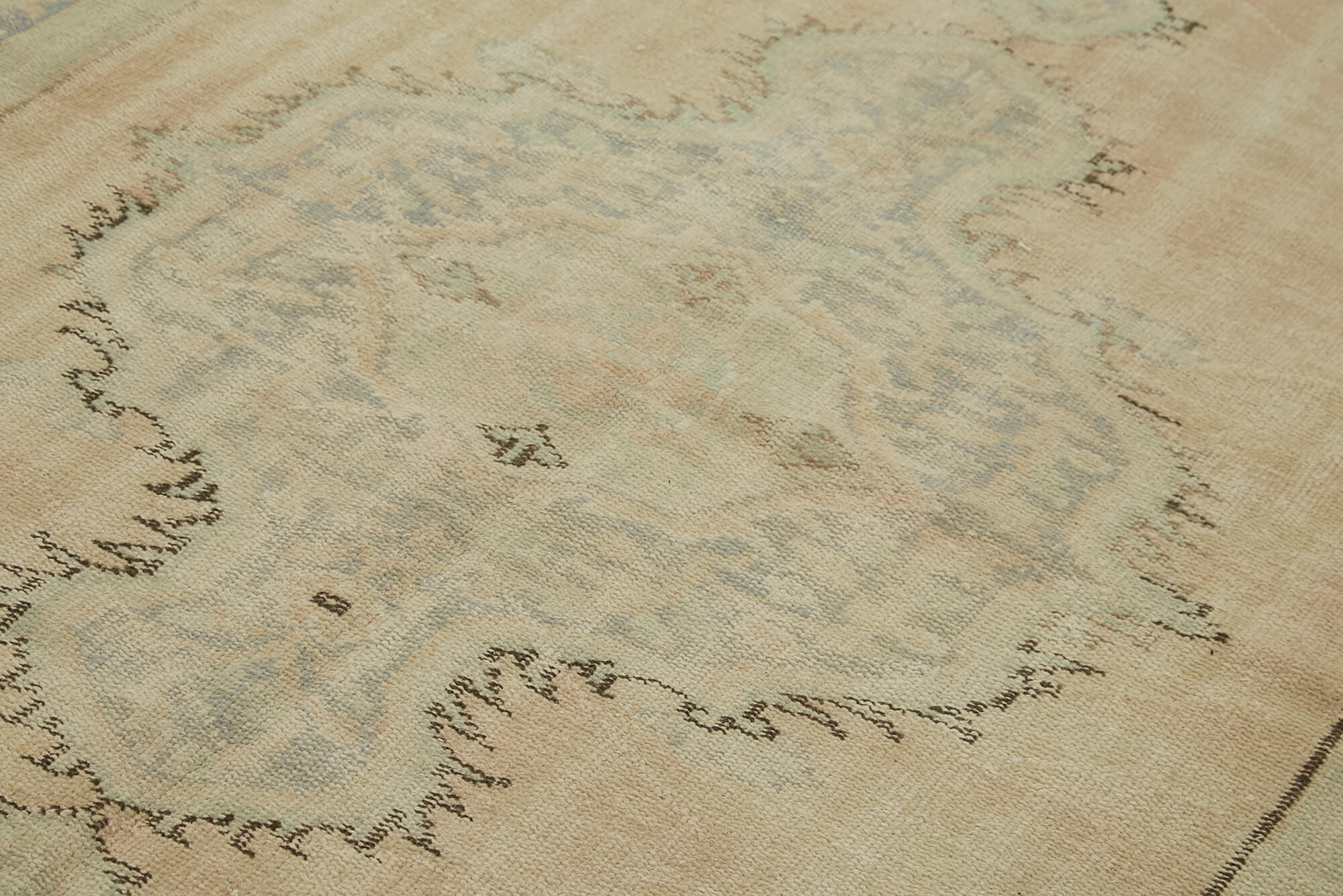 Vintage Handmade Area Rug – Hand Woven Cotton Wool Rug 4'11''x8'6'' Beige