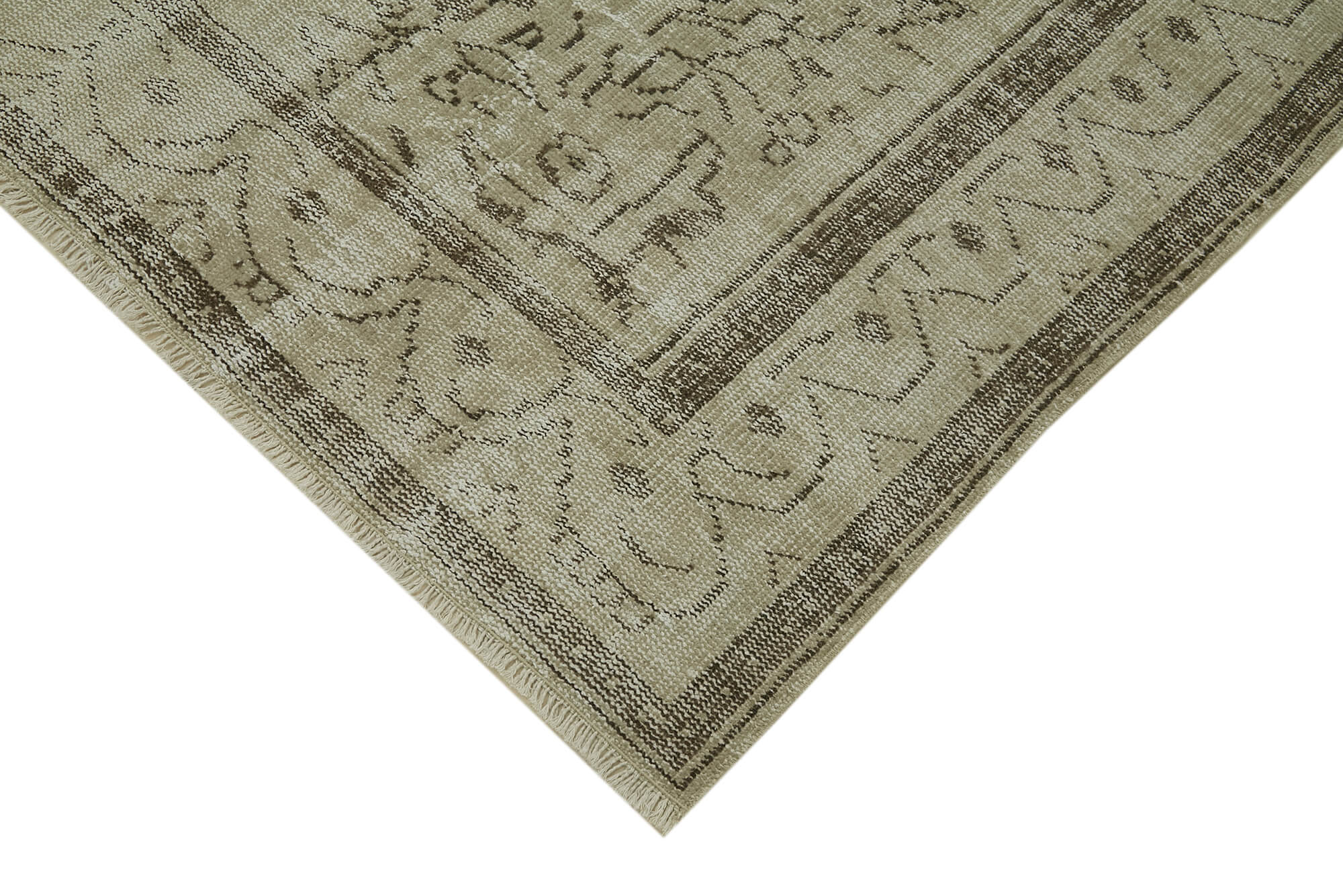 Handmade Wool Area Rug – Vintage Cotton Rug 5'2''x8'5'' | Neutral Beige Turkish Wool