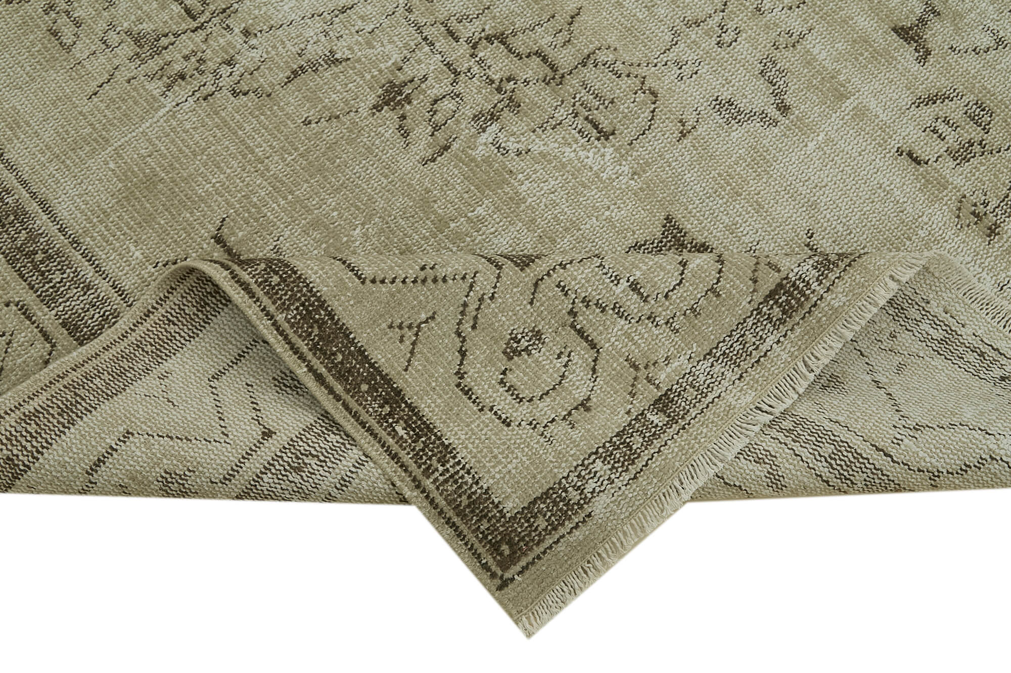 Handmade Wool Area Rug – Vintage Cotton Rug 5'2''x8'5'' | Neutral Beige Turkish Wool