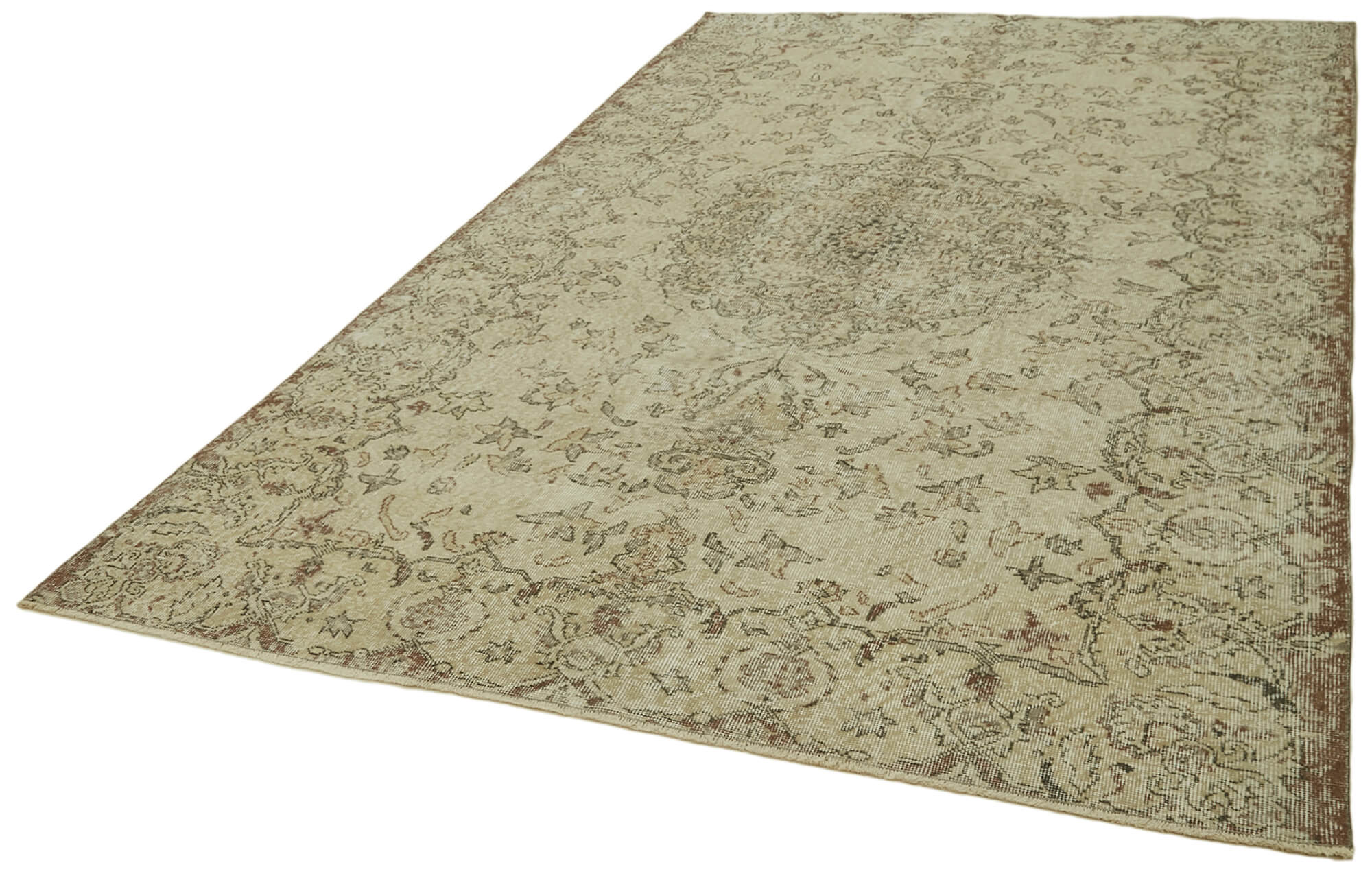 Handmade Wool Area Rug – Vintage Cotton Rug, Beige Turkish Wool Carpet 6'5''x10'3''