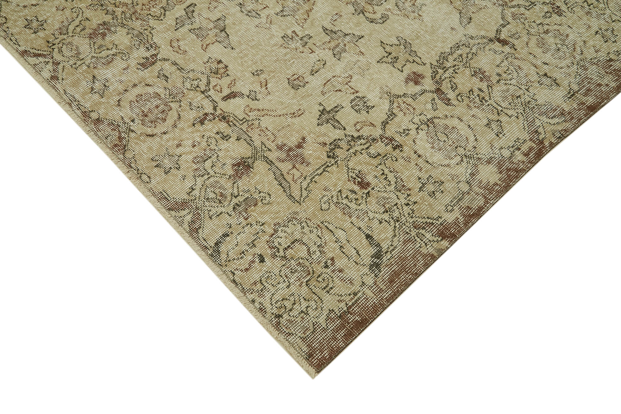 Handmade Wool Area Rug – Vintage Cotton Rug, Beige Turkish Wool Carpet 6'5''x10'3''