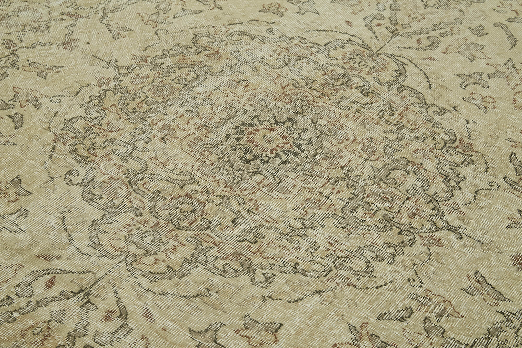 Handmade Wool Area Rug – Vintage Cotton Rug, Beige Turkish Wool Carpet 6'5''x10'3''