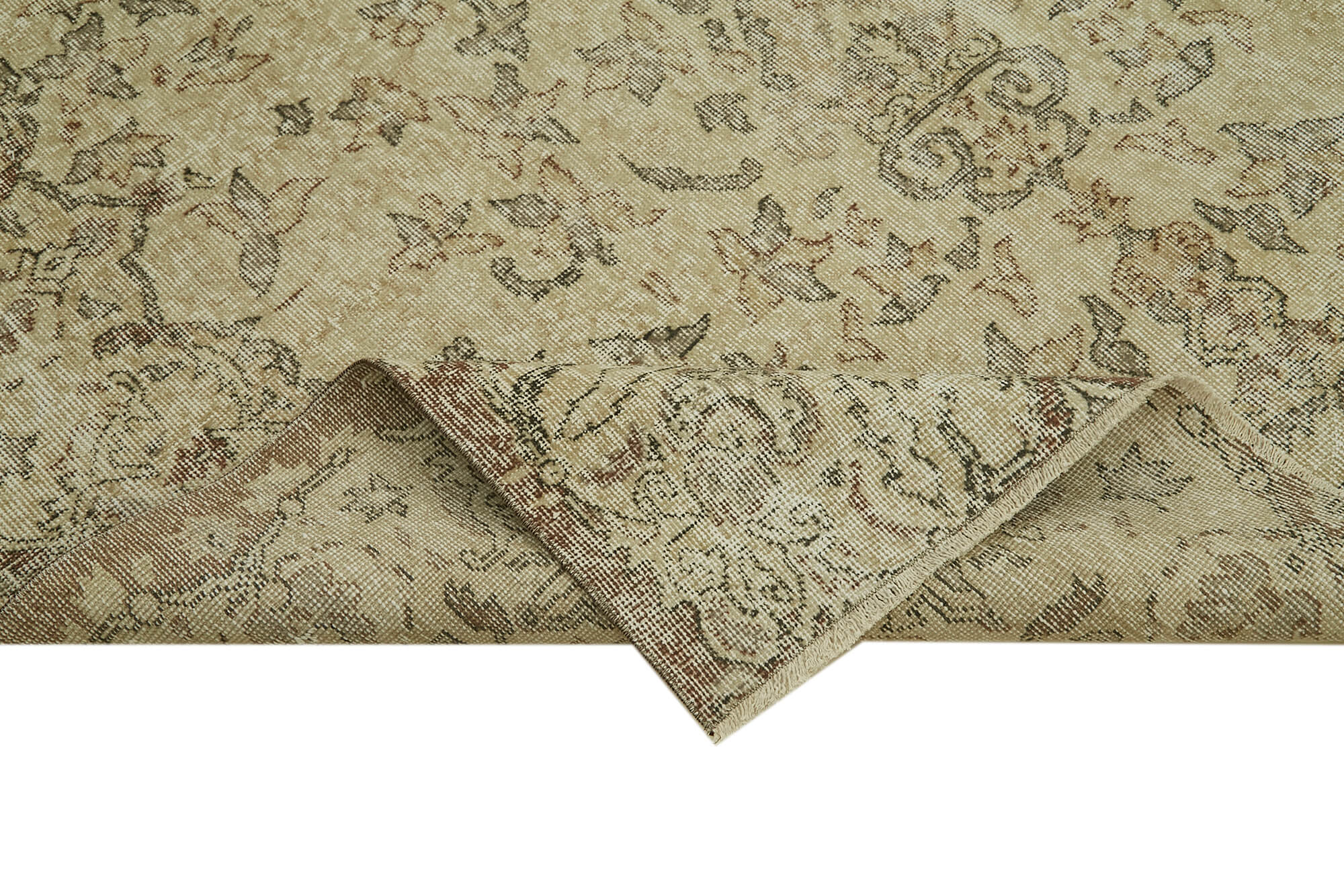 Handmade Wool Area Rug – Vintage Cotton Rug, Beige Turkish Wool Carpet 6'5''x10'3''