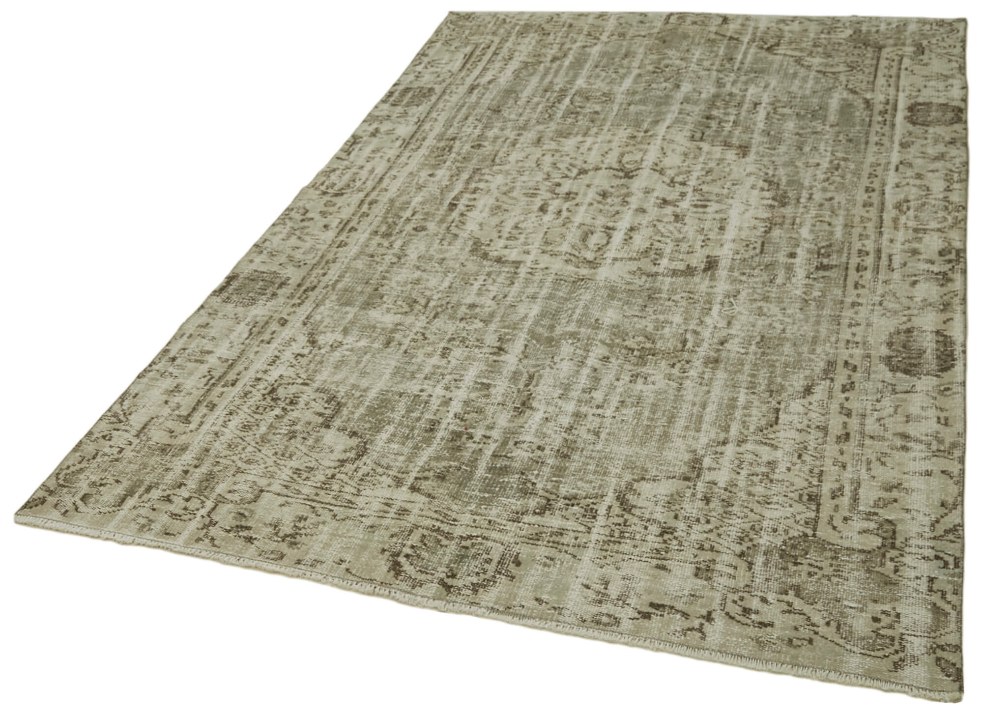 Handmade Wool Area Rug - Vintage Cotton Rug Beige 5'5'' x 9'0'' Classic Living Room Decor