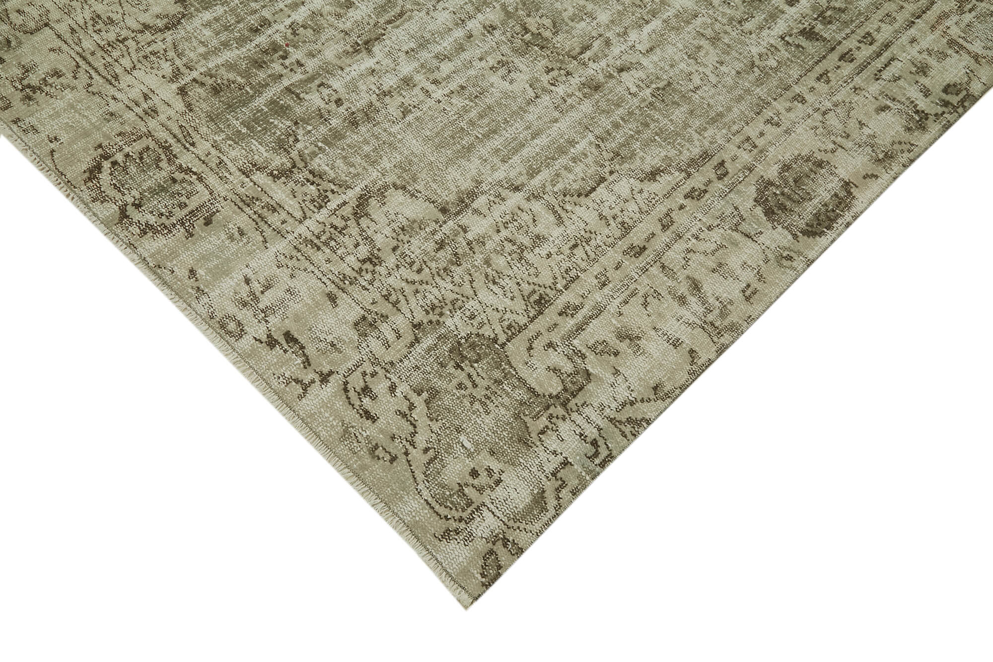 Handmade Wool Area Rug - Vintage Cotton Rug Beige 5'5'' x 9'0'' Classic Living Room Decor