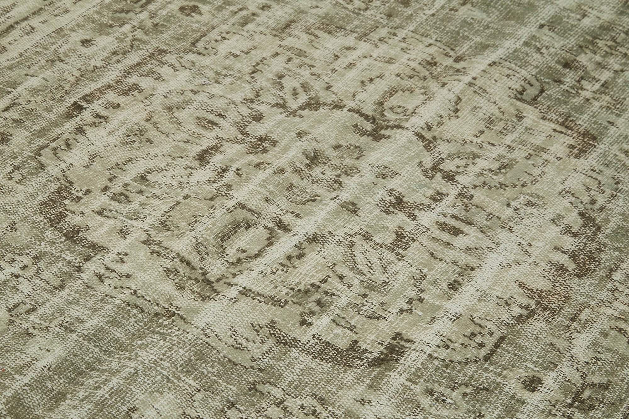 Handmade Wool Area Rug - Vintage Cotton Rug Beige 5'5'' x 9'0'' Classic Living Room Decor